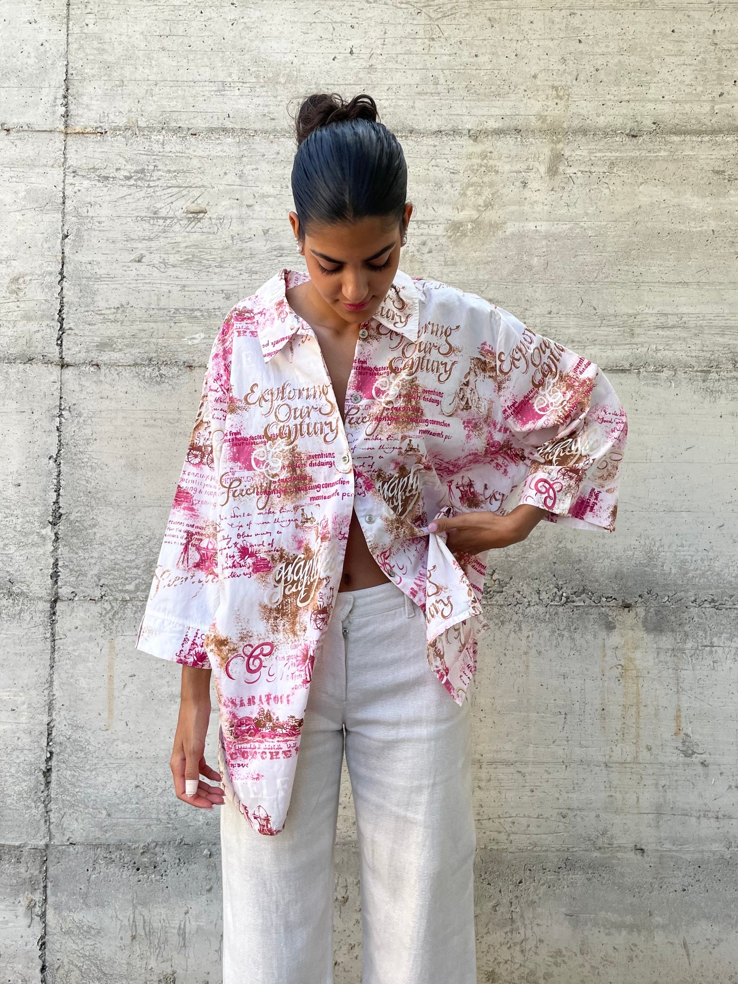 Maxi camicia kimono fantasia 100% cotone, taglia unica