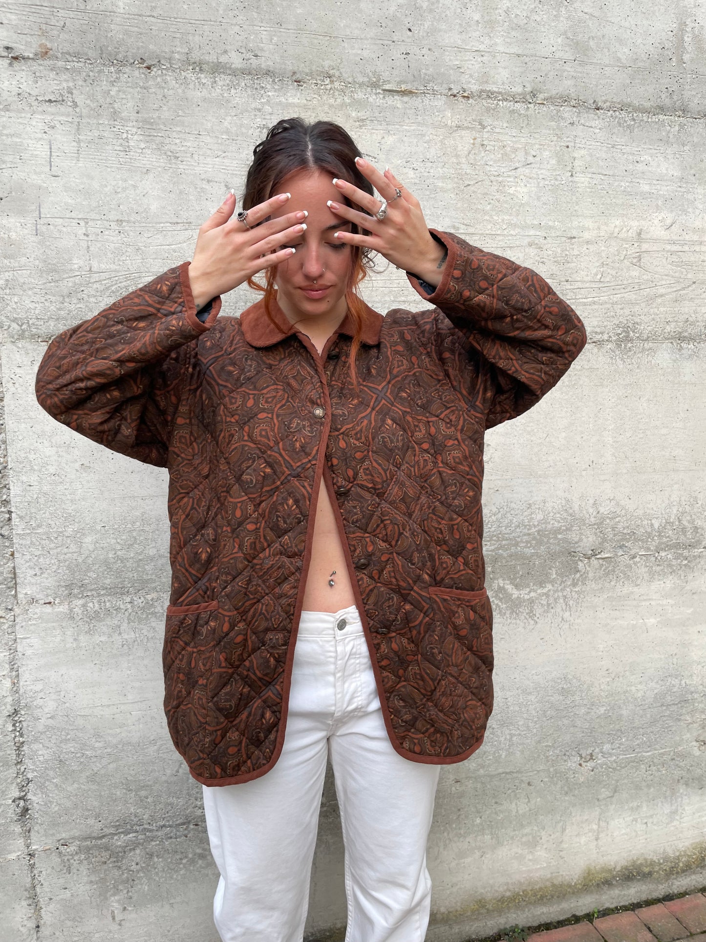 Giacca trapuntata leggera paisley cioccolato - M donna