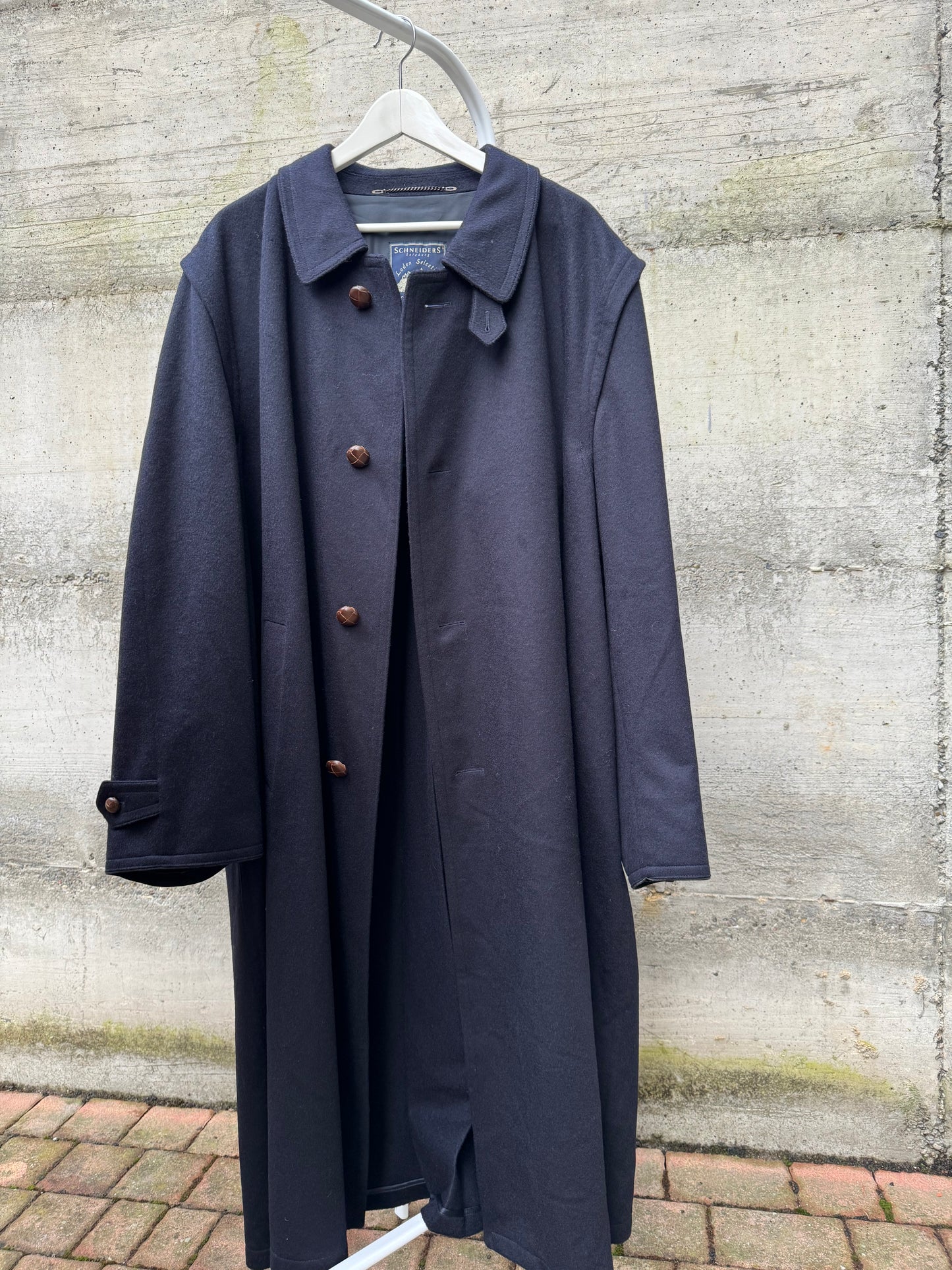 Classico cappotto Loden blu notte in misto lana vergine e alpaca