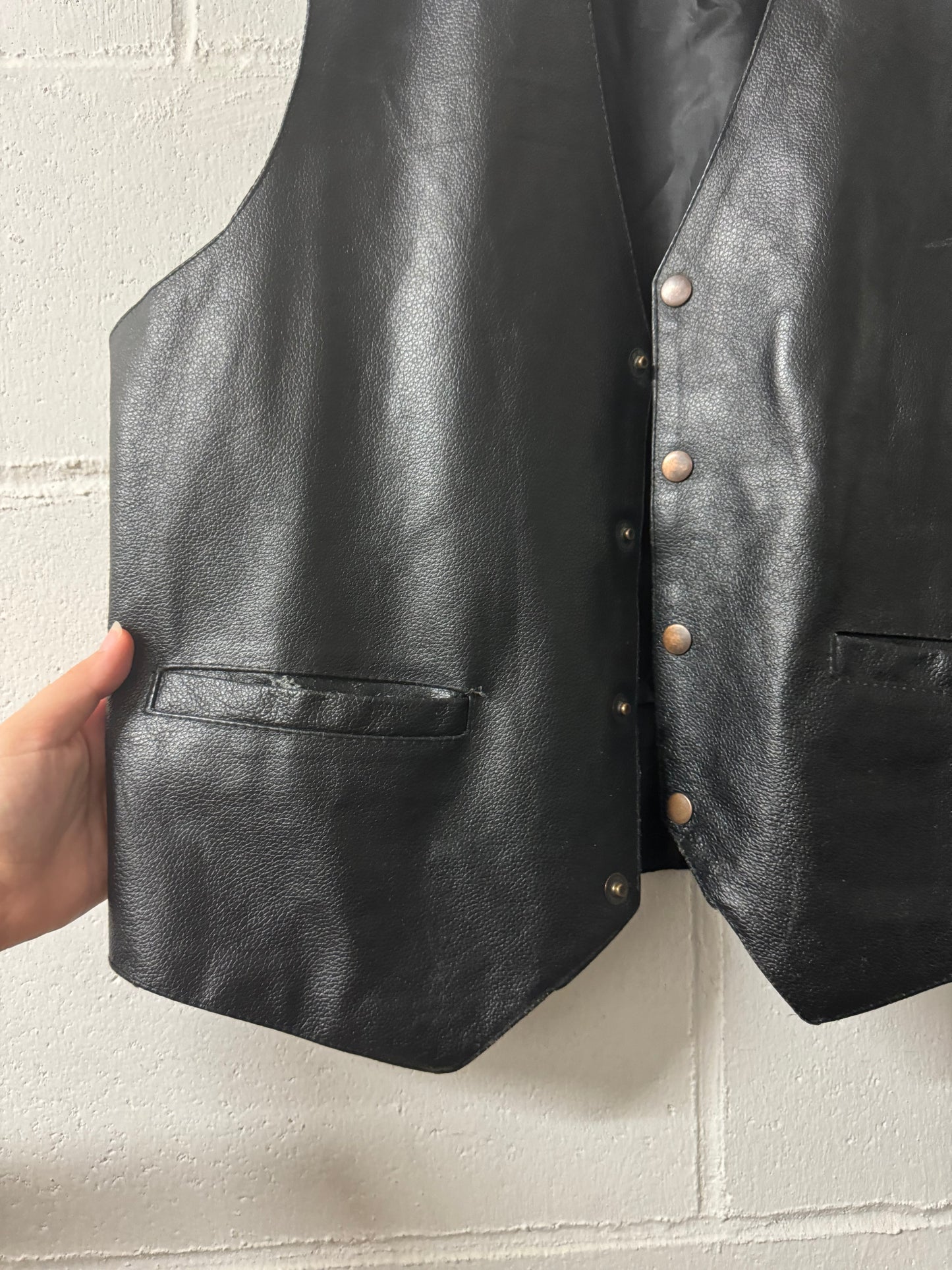 Gilet in vera pelle nero, S uomo