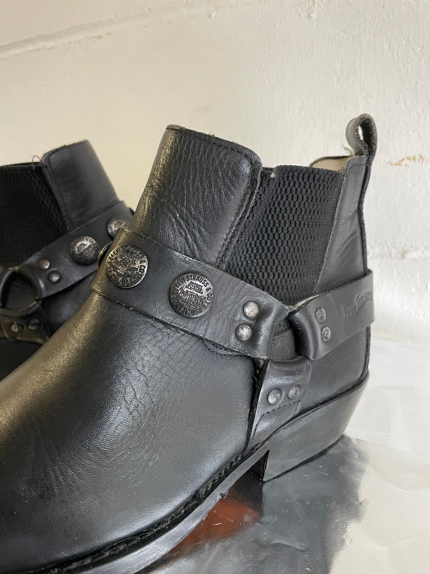 EU 38 - Kentucky boots bassi Levi's Strauss vera pelle neri