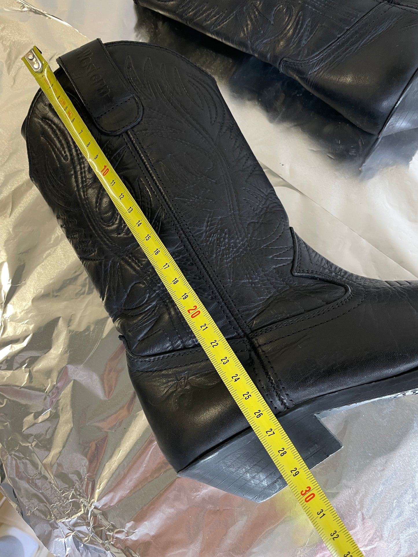 EU 37 - Original Arizona Western Boots, neri, vera pelle, pari a nuovo!