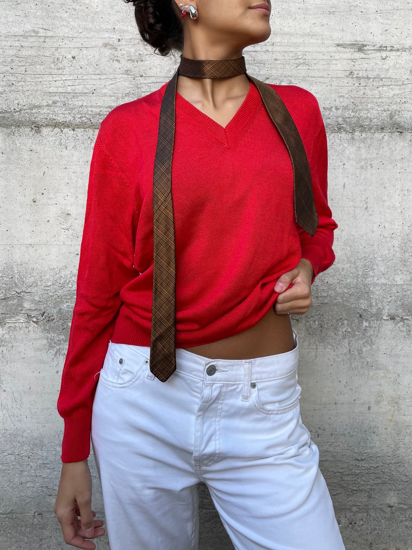 Maglioncino sartoriale 100% cotone rosso - taglia M