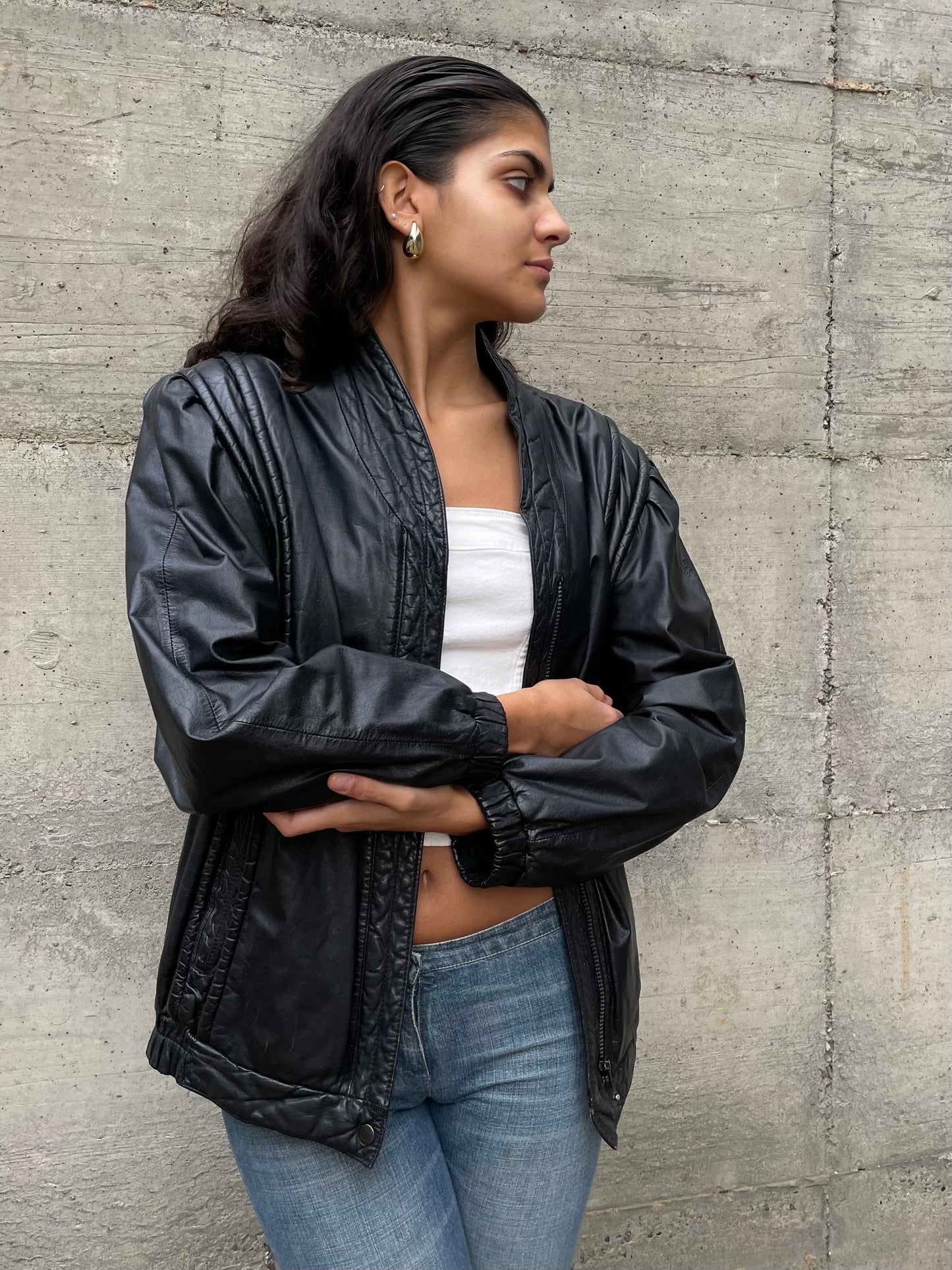 Bomber in vera pelle nero - taglia M