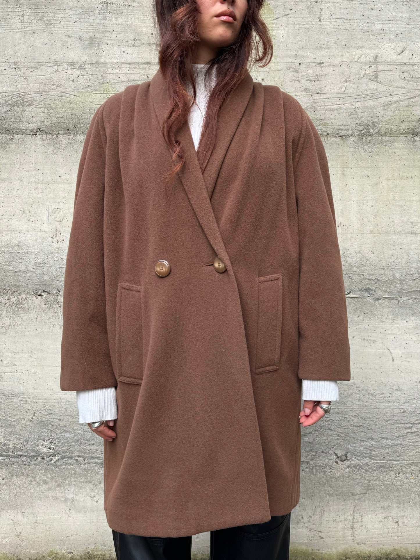 Cappottino doppiopetto cioccolato 80% lana