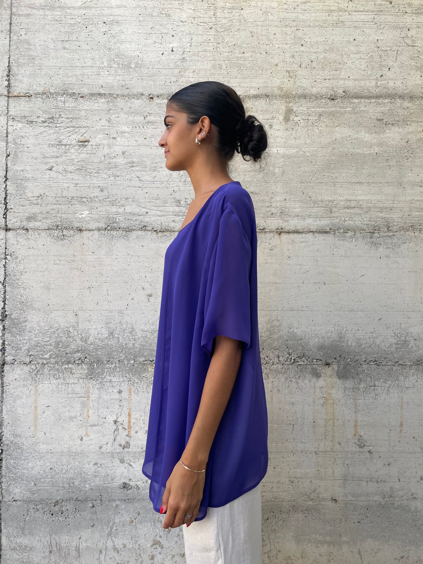 Blusa sheer Elena Mirò viola - taglia XL