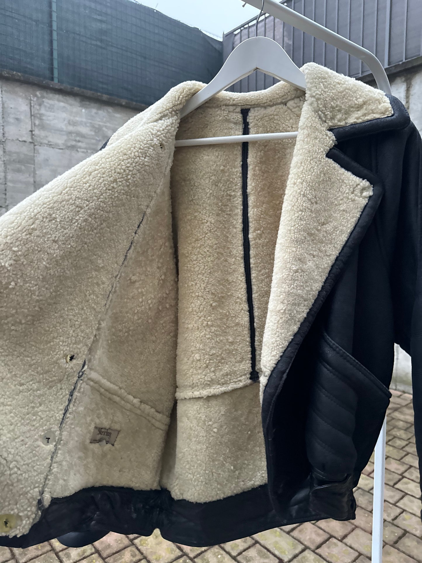 Bomber aviator Shearling nero, in rara taglia 46it uomo (XS)