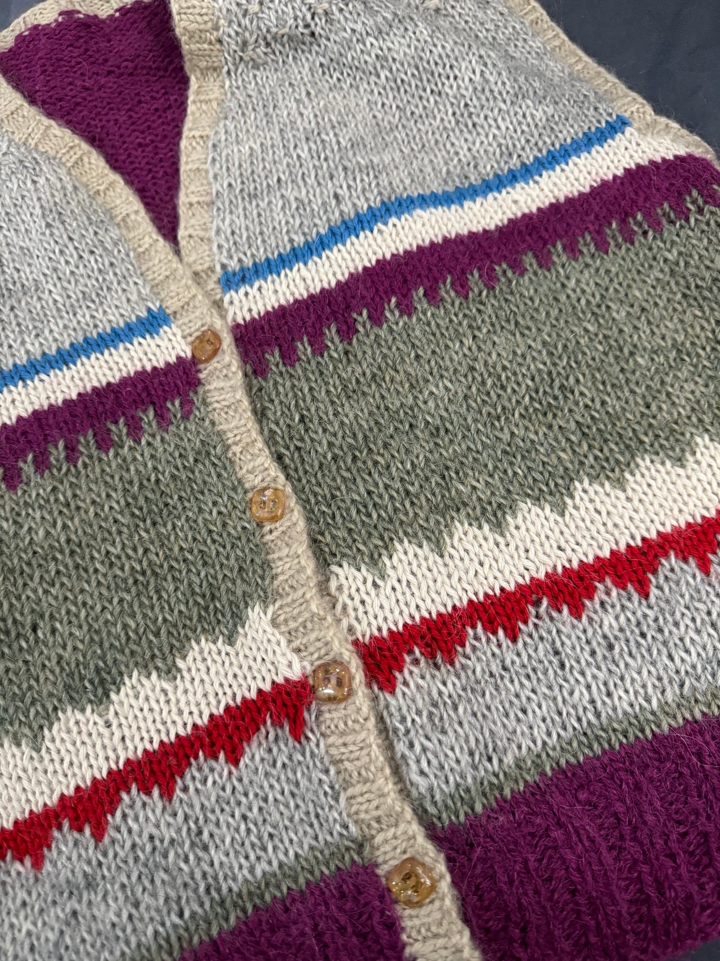 Gilet cropped crochet multicolor in lana