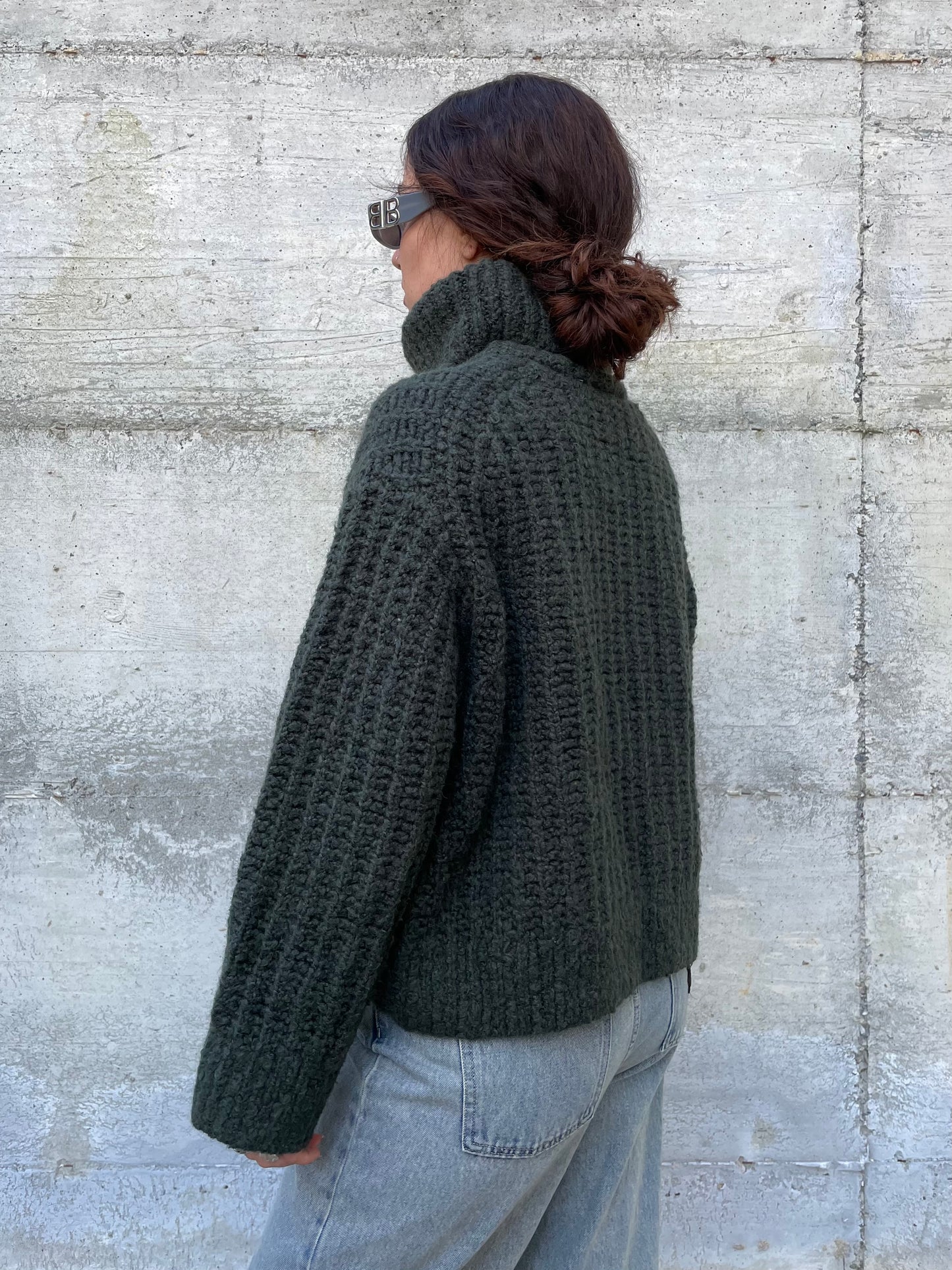 Maglione oversize a collo alto in misto lana