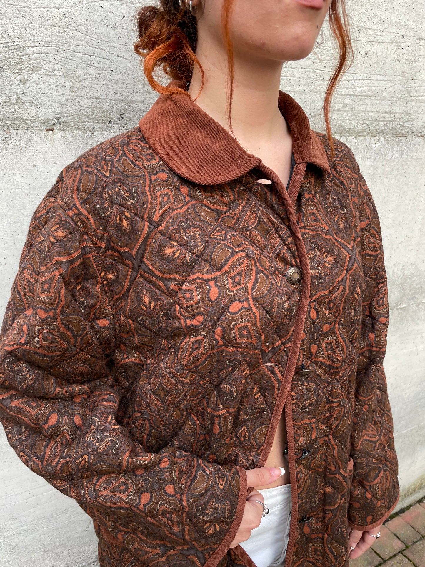 Giacca trapuntata leggera paisley cioccolato - M donna