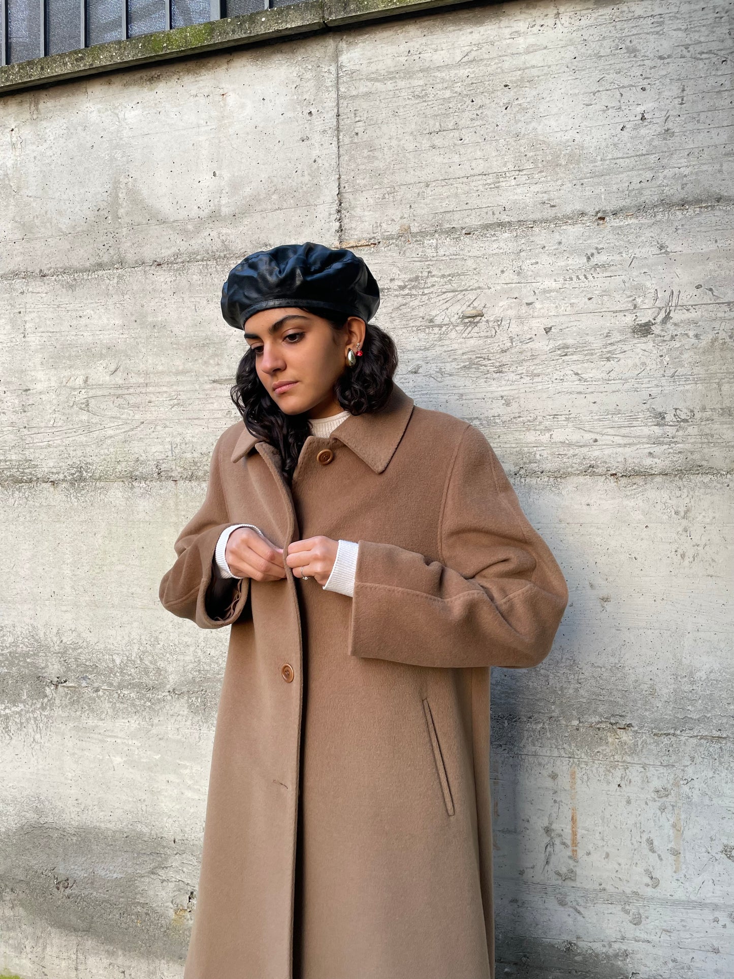 Cappotto sartoriale biscotto in pura lana vergine superfine