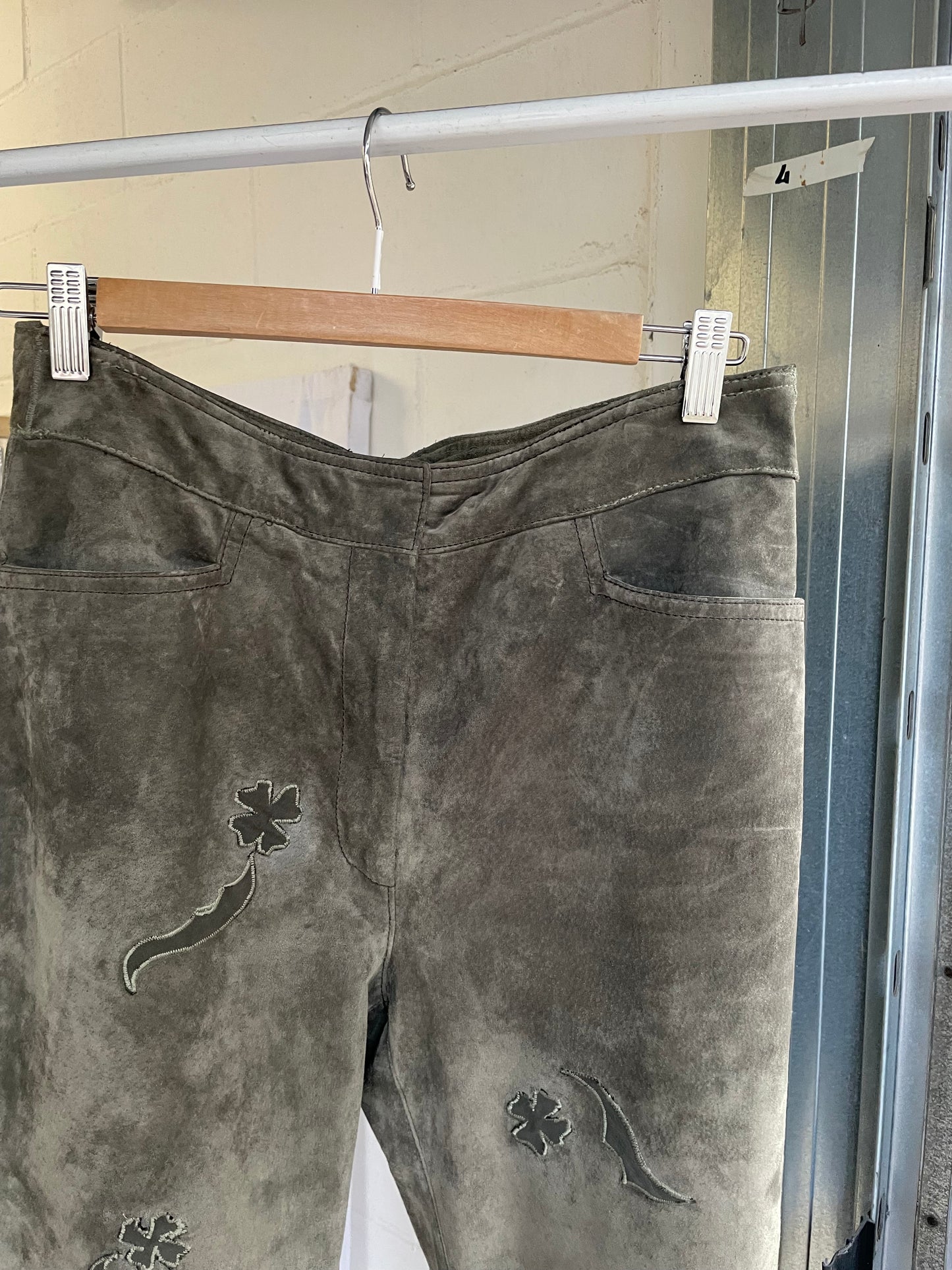 Pantalone skinny a vita alta suede, verde oliva - taglia XS/S