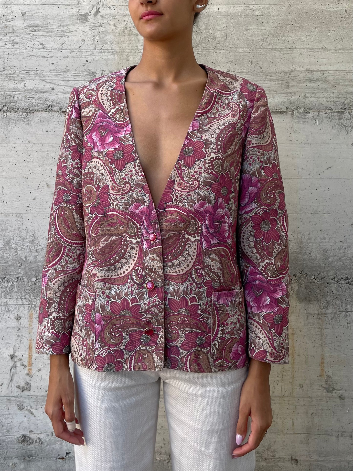 Blazer sartoriale in misto cotone fantasia - taglia M