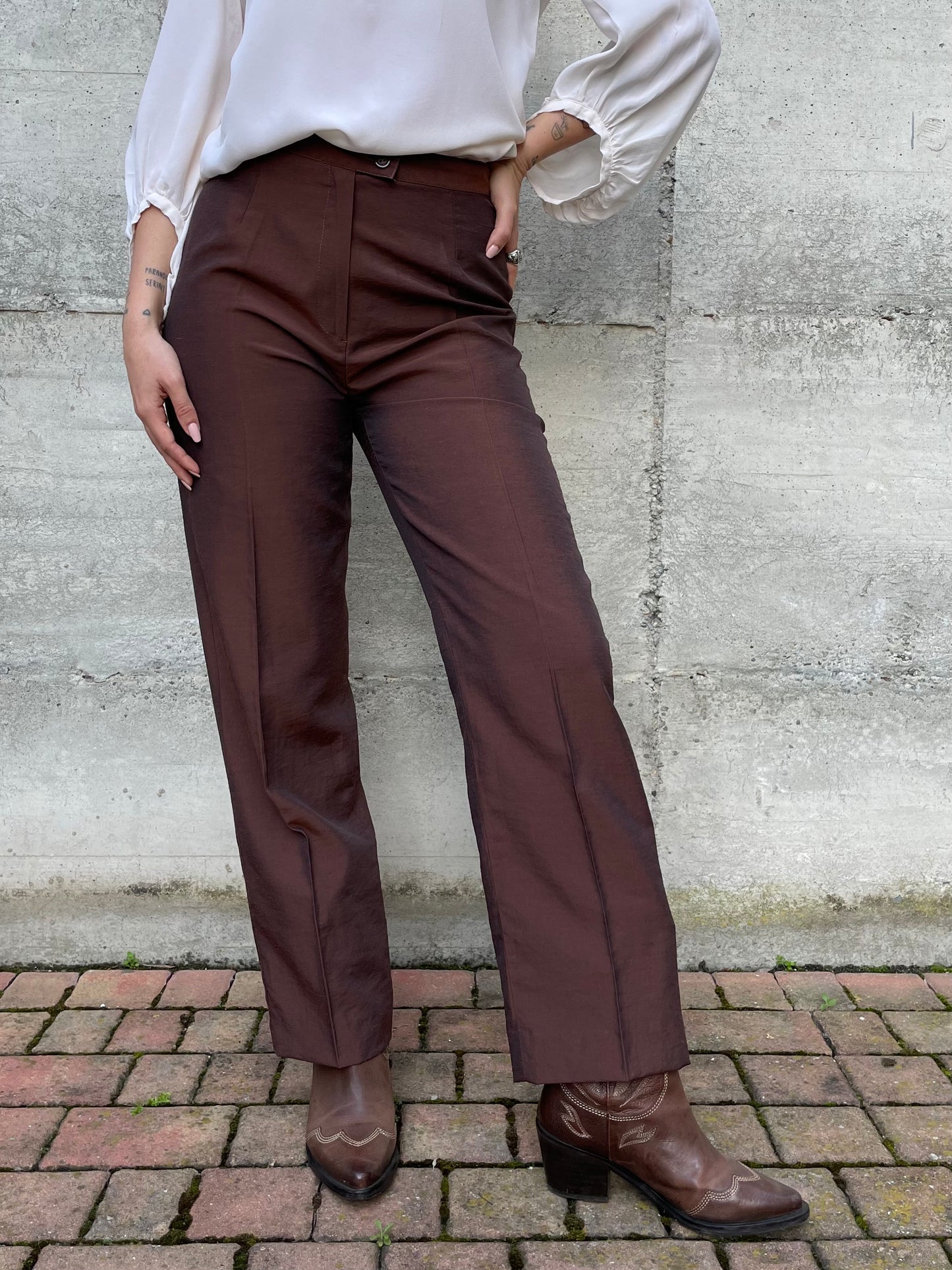 Pantalone chino shantung - misto lino e viscosa - tg. 40/42