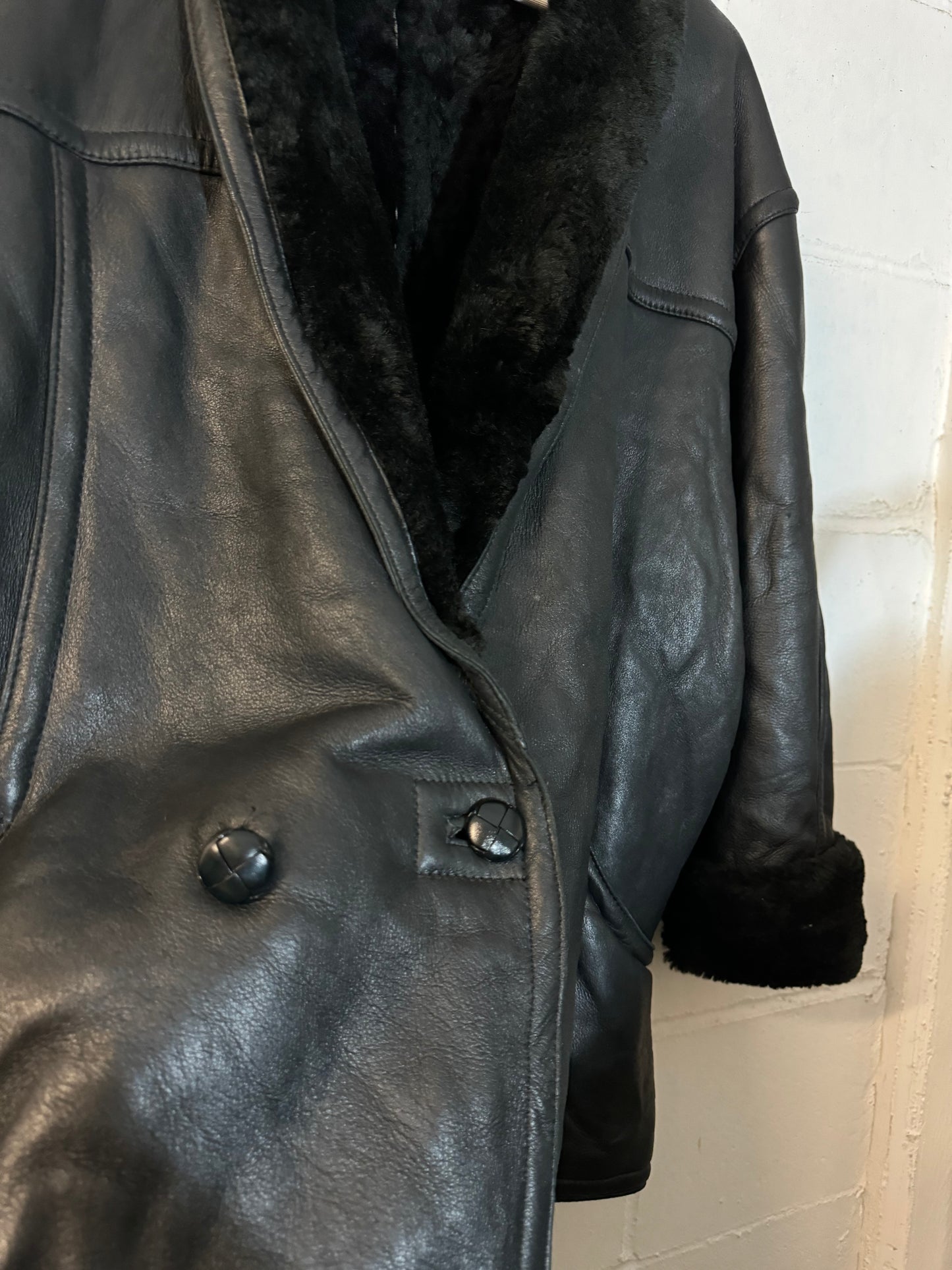 Montone Shearling 80s doppiopetto, in nappa, taglia 48it donna
