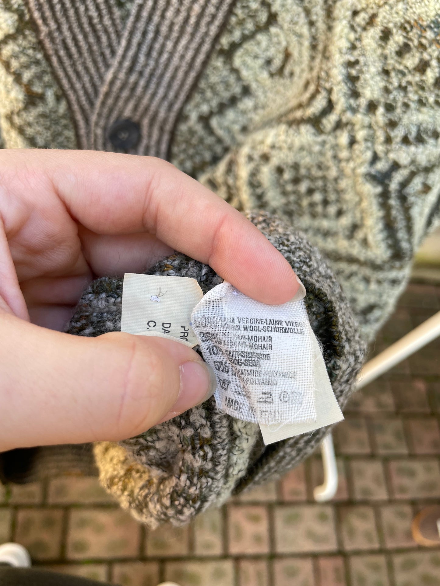 Maxi cardigan fantasia misto lana vergine e mohair - taglia unica