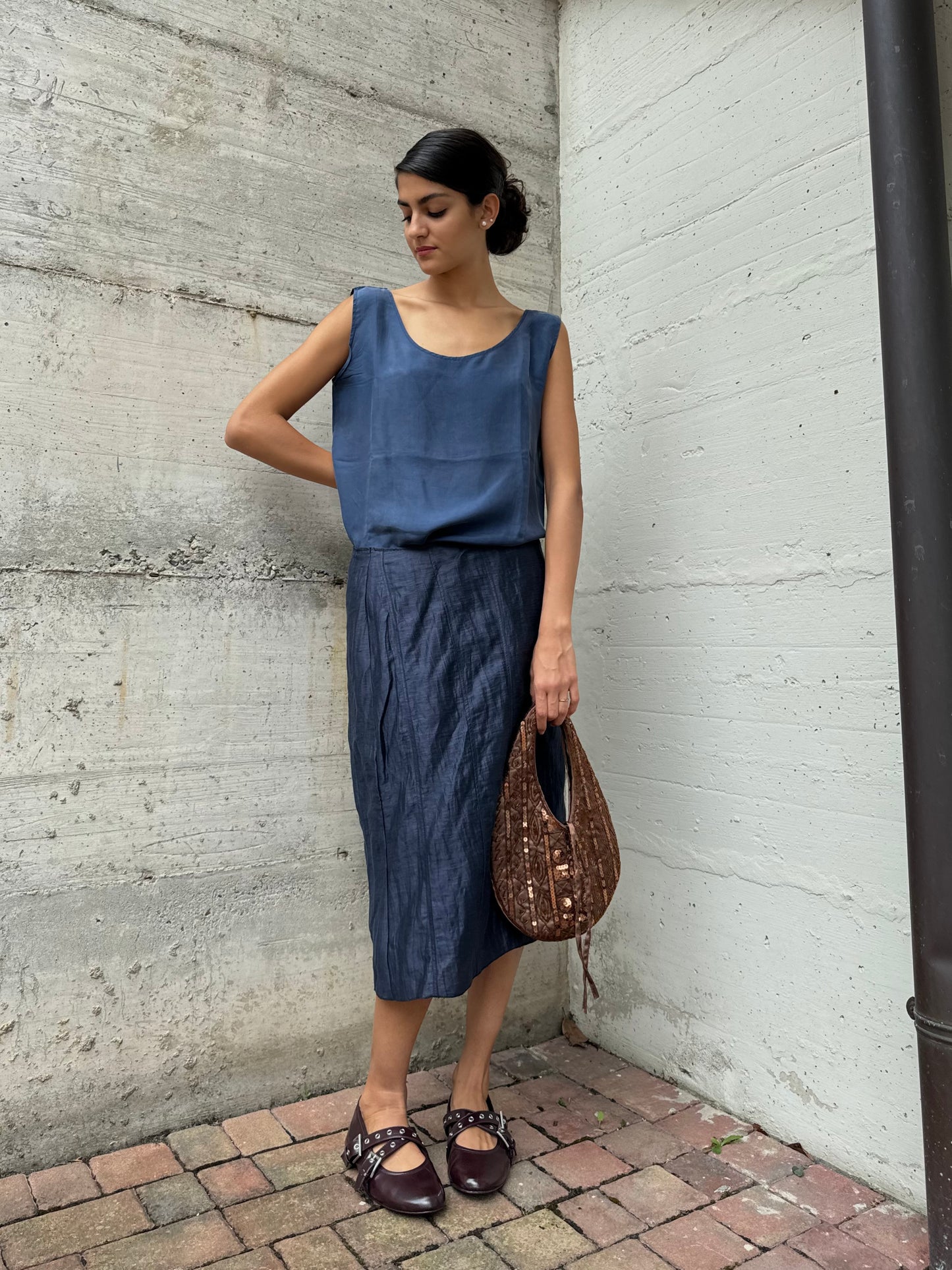 Top / sottogiacca sartoriale in pura seta, taglia M