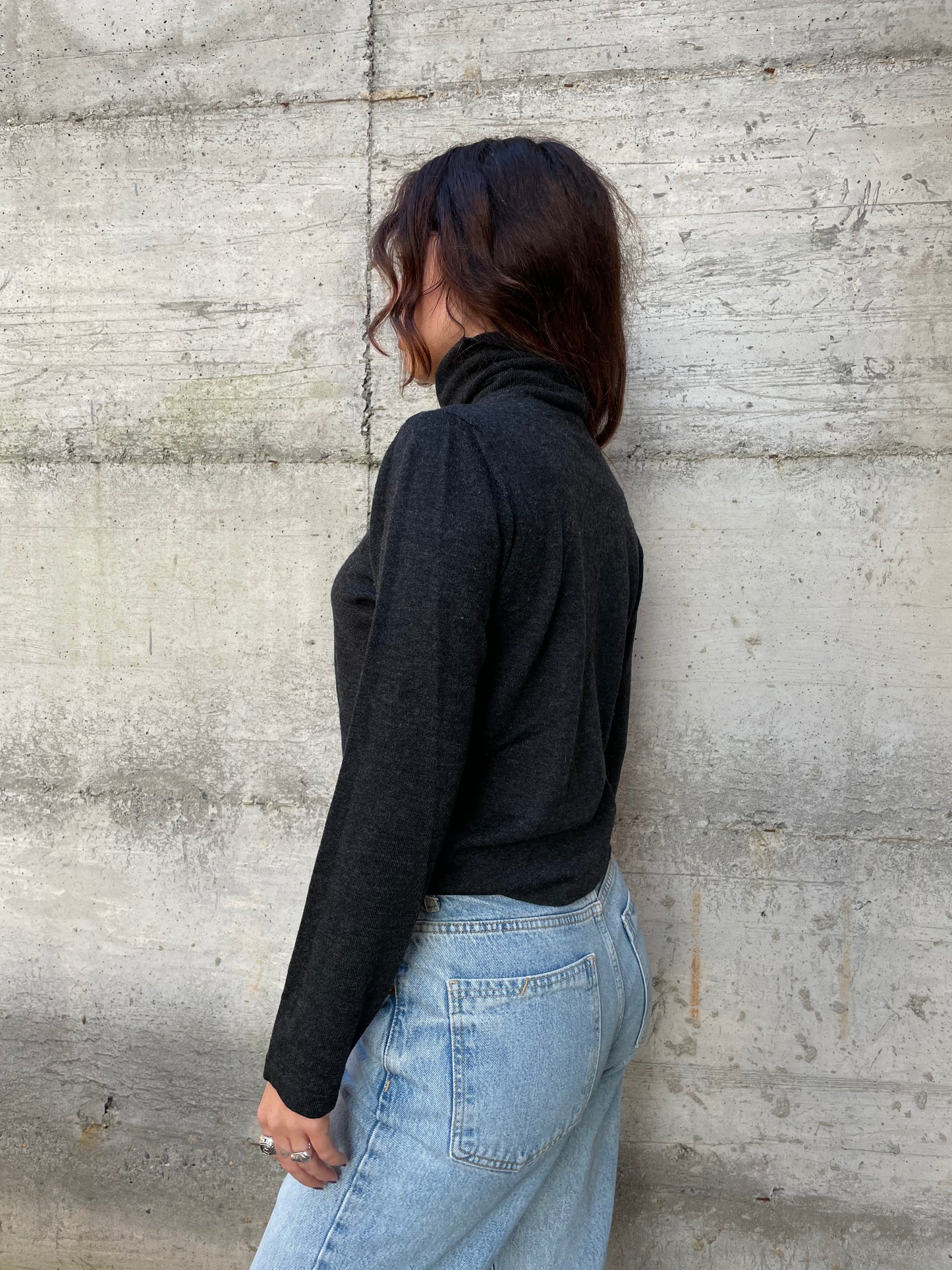 Dolcevita leggero 100% lana vergine grigio scuro - taglia M