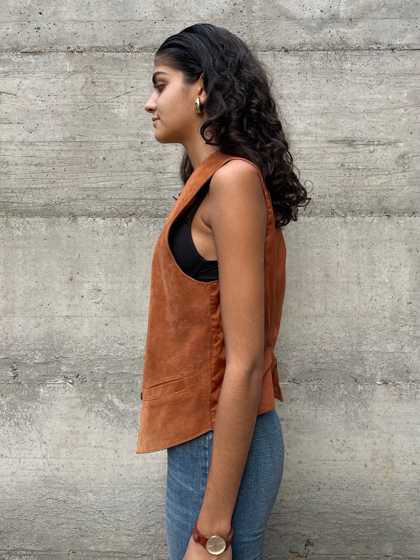 Gilet suede ruggine - taglia S uomo