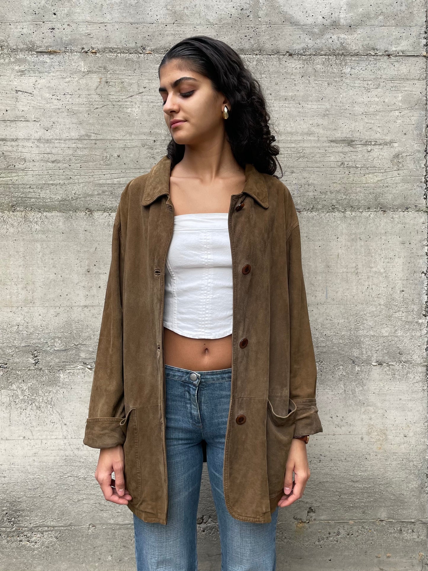 Blazer oversize suede marrone - taglia L