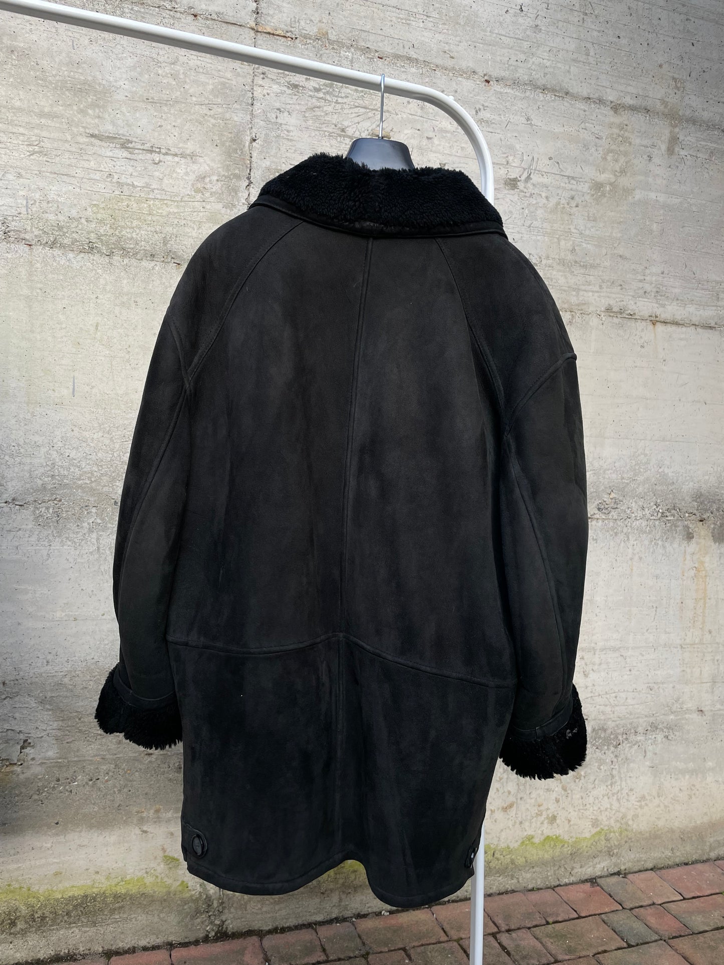 Montone originale Shearling nero scamosciato - taglia L uomo