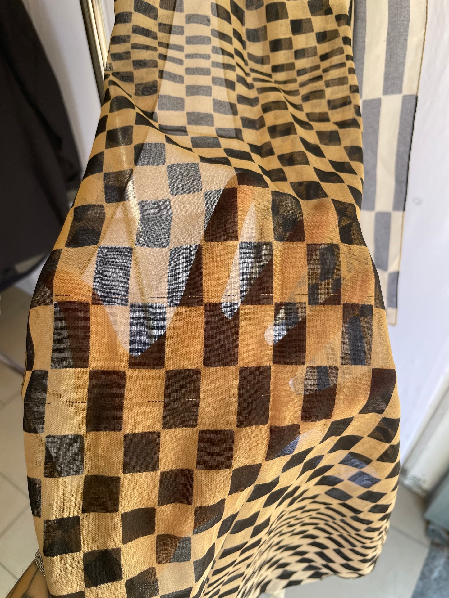 Foulard vintage Made in Italy check - 33x160cm