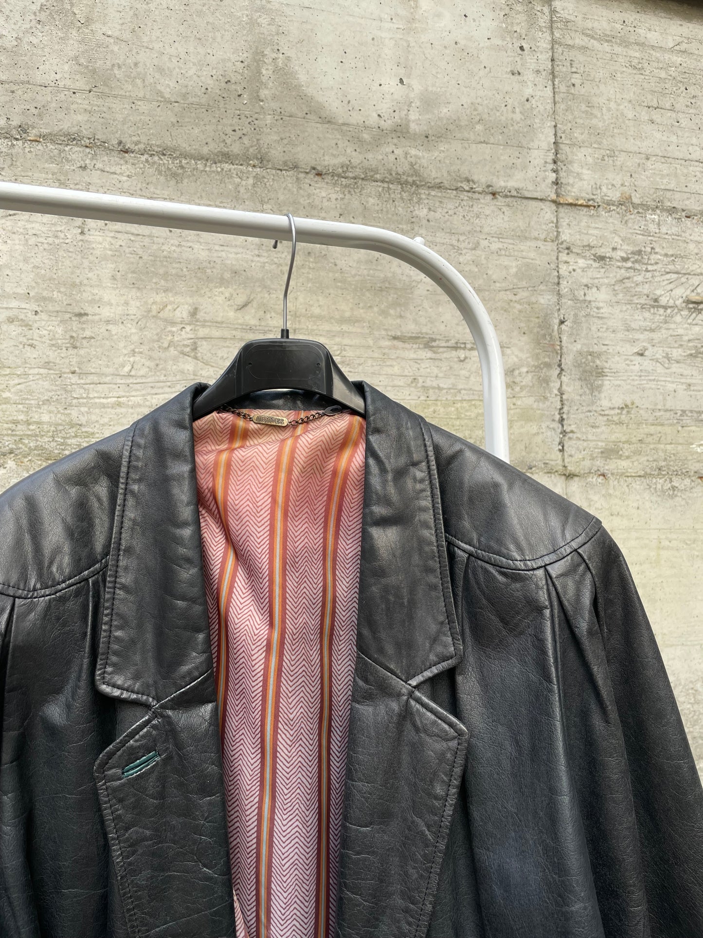 Giacca vera pelle nera 80s liscia