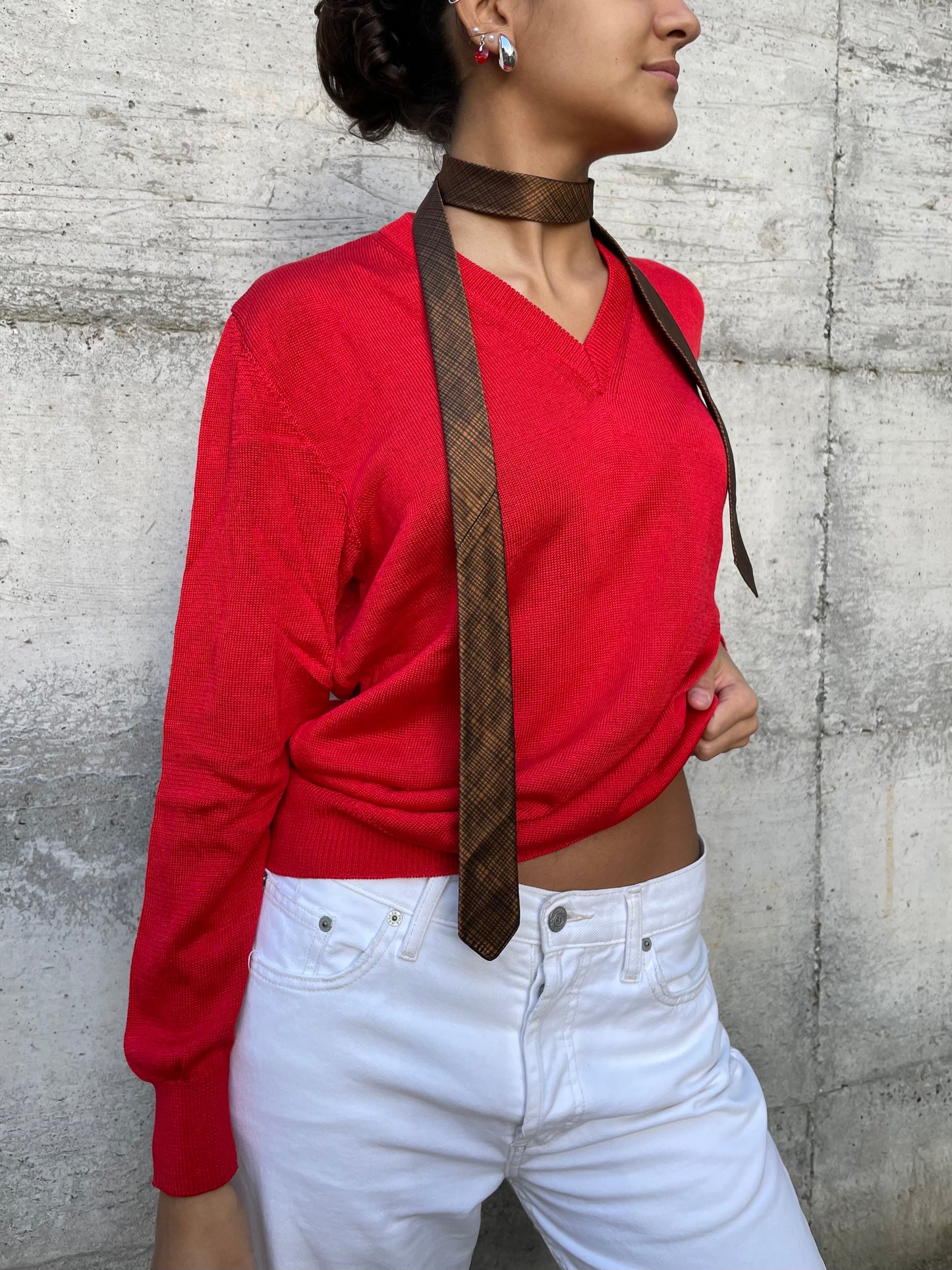 Maglioncino sartoriale 100% cotone rosso - taglia M