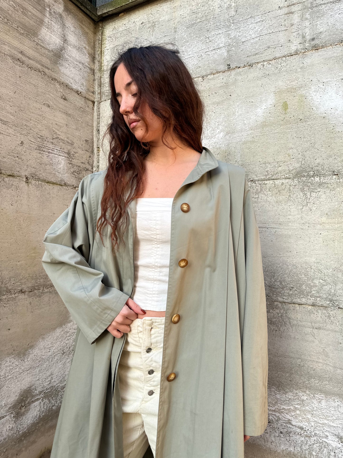 Spolverino sartoriale Mascoff in cotone verde salvia