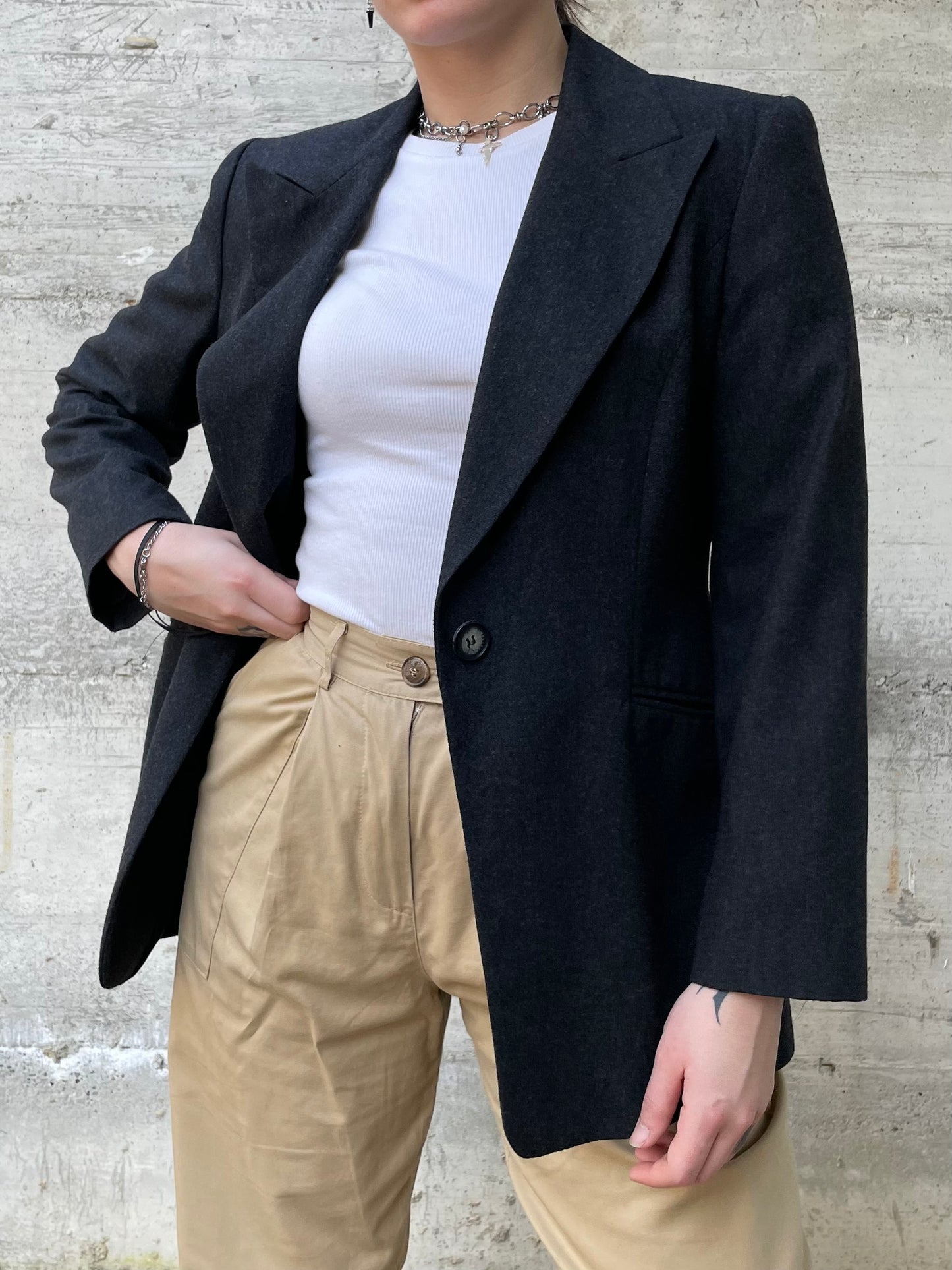 Blazer monopetto lana grigio scuro - 44it donna