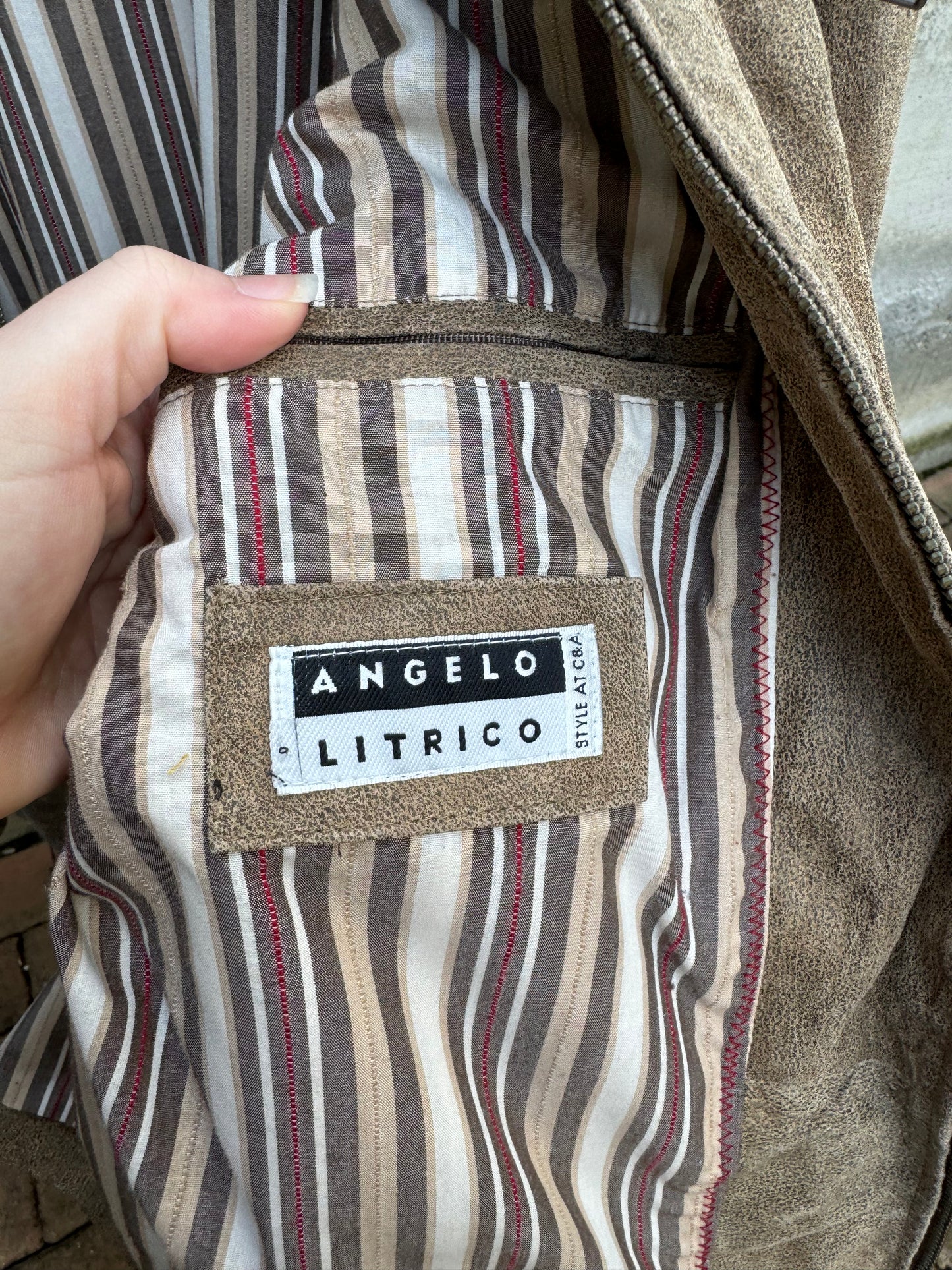 Biker in crosta di nappa beige effetto used