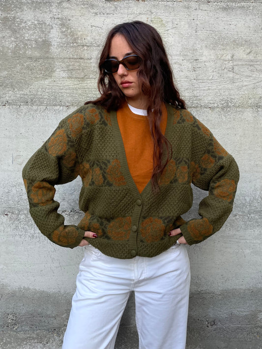 Cardigan fantasia oversize in misto lana