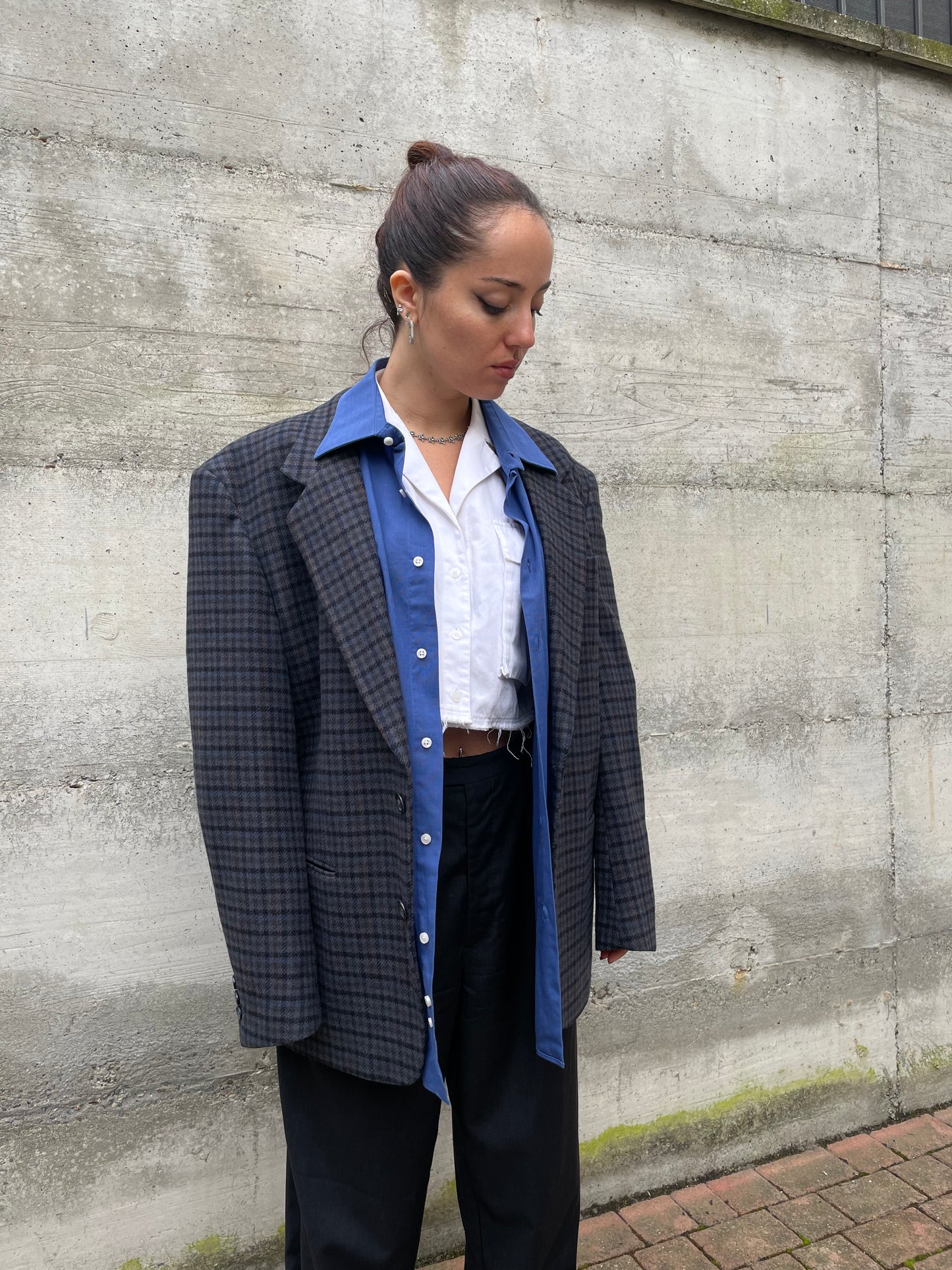 Blazer maschile tartan in misto lana e cashmere