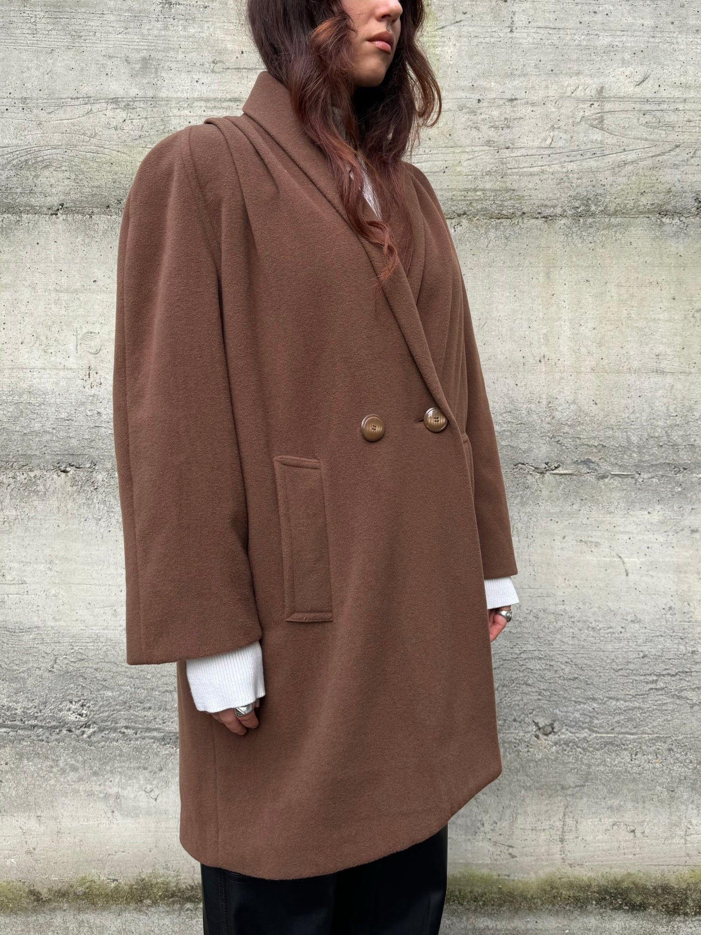 Cappottino doppiopetto cioccolato 80% lana