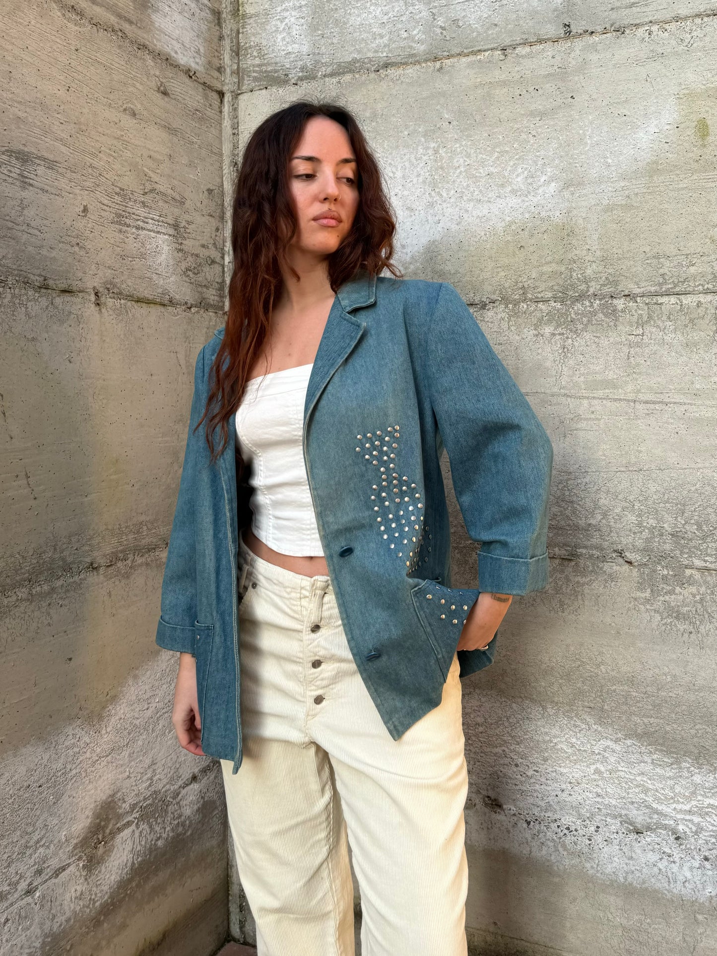 Blazer sartoriale denim lavaggio medio