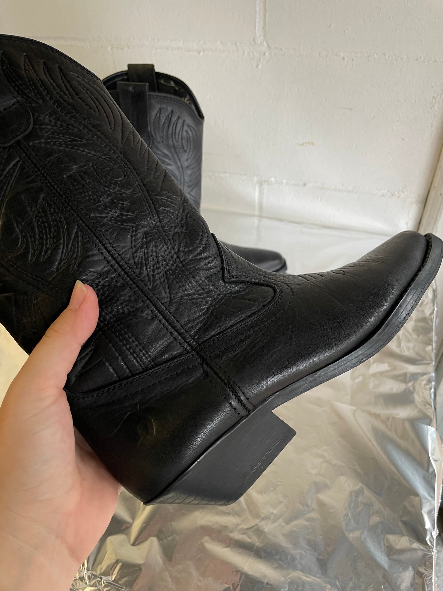 EU 37 - Original Arizona Western Boots, neri, vera pelle, pari a nuovo!