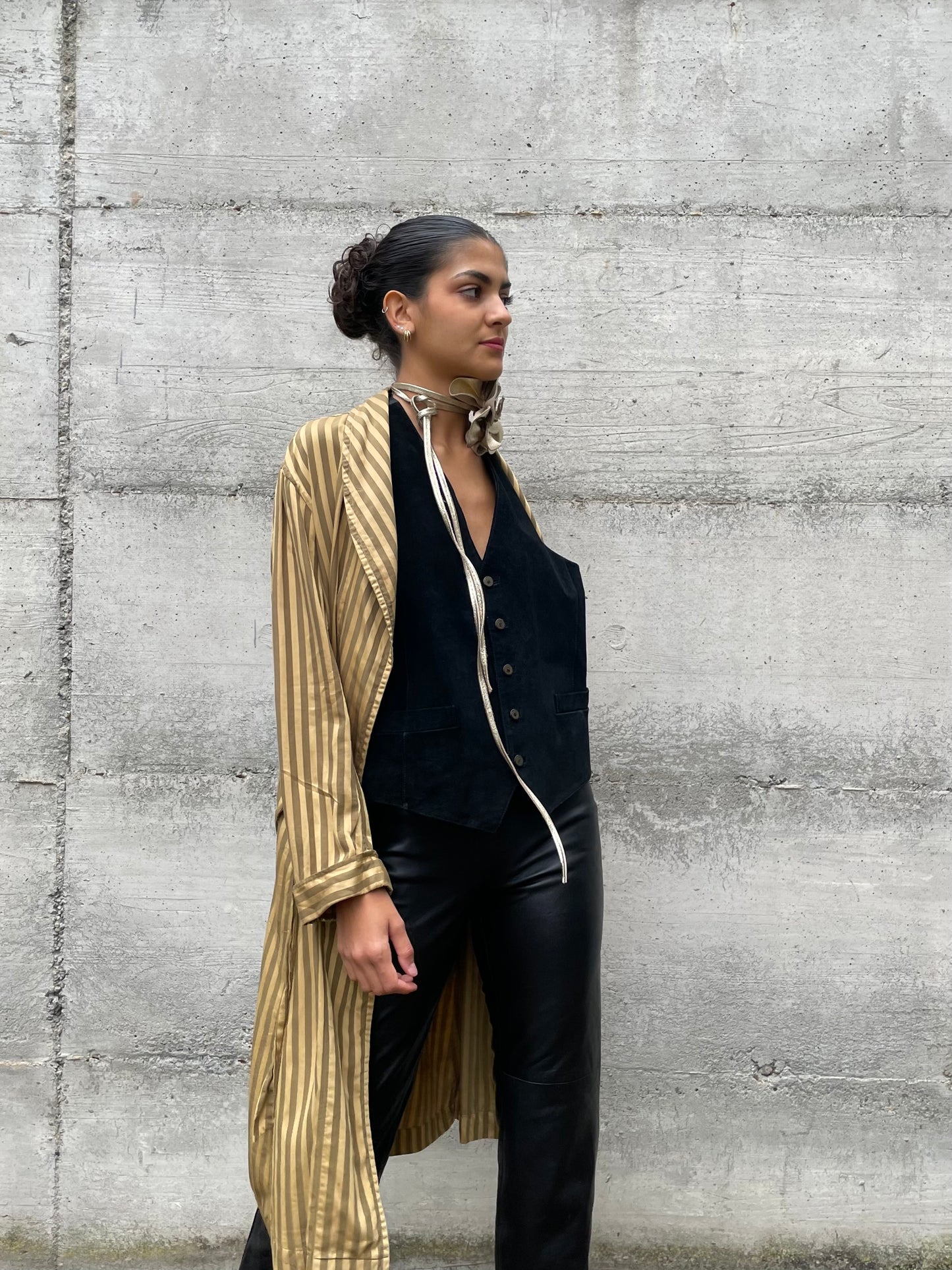 Vestaglia sartoriale in seta striped - taglia unica