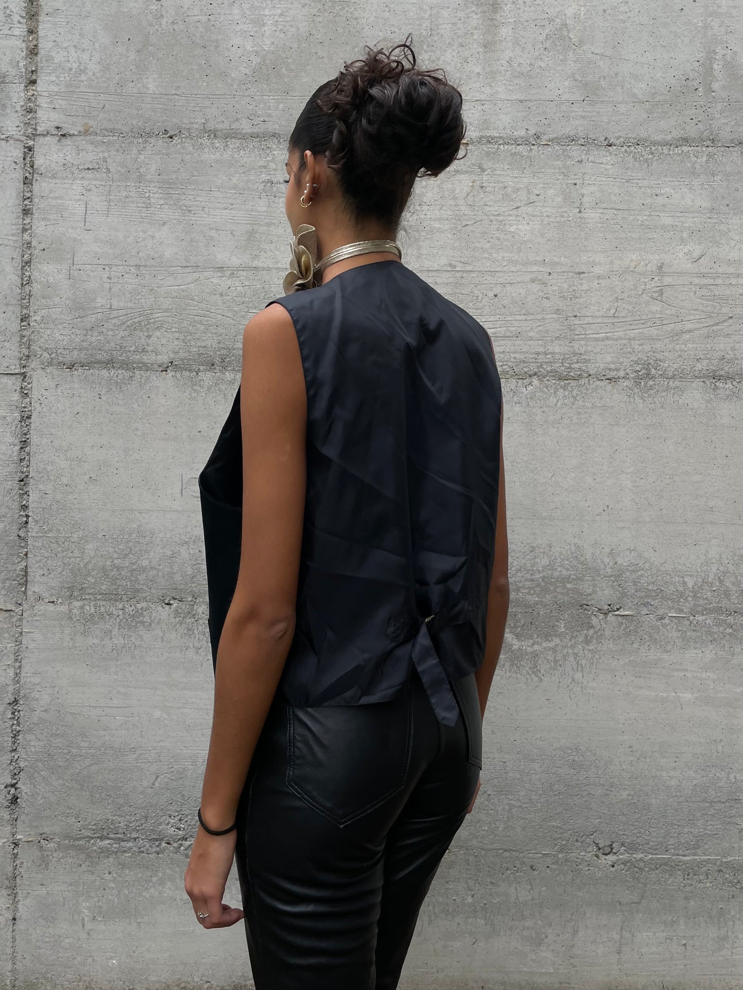 Gilet nero suede vera pelle - taglia L