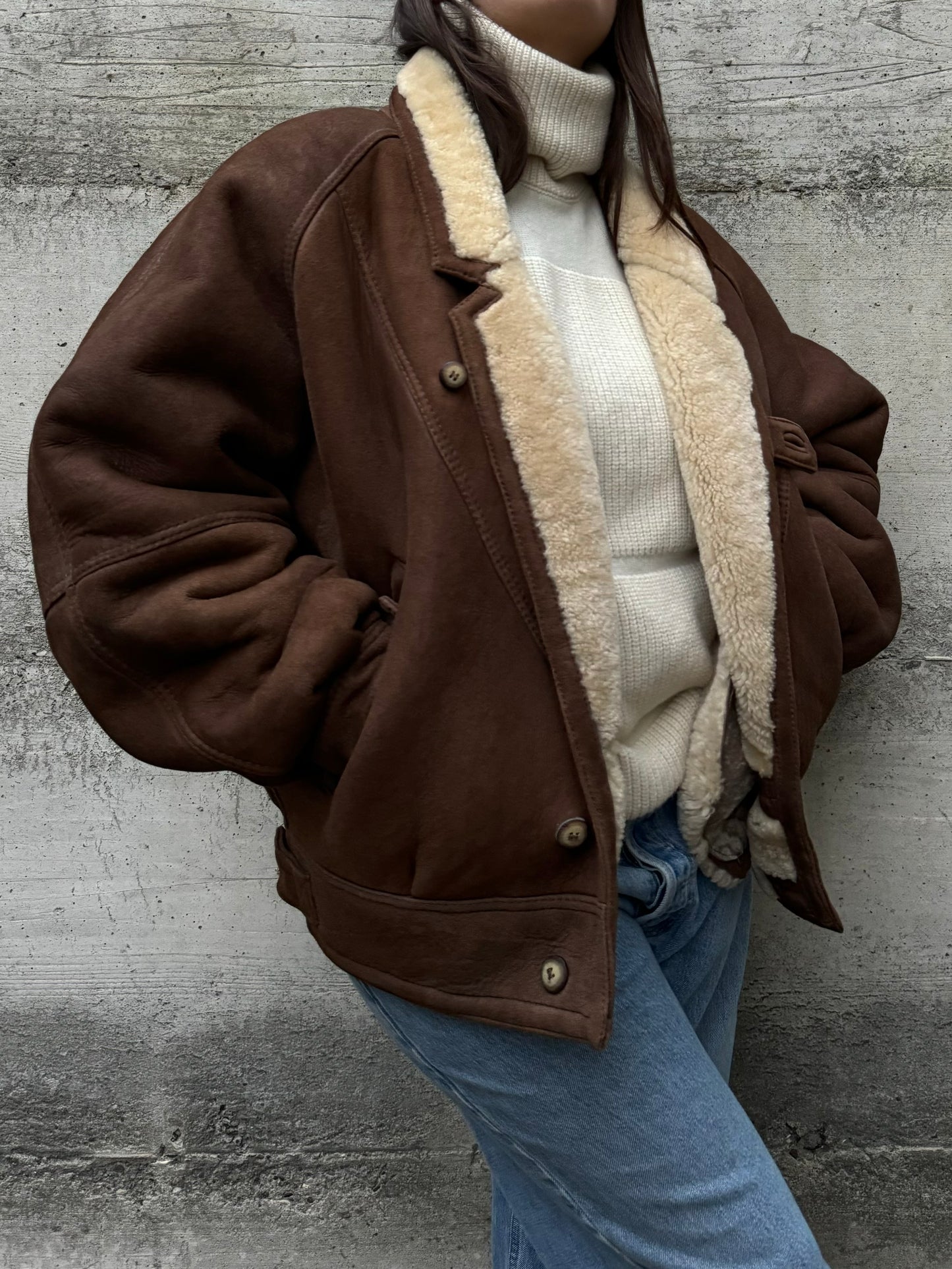 Bomber aviator Shearling marrone, taglia 48it uomo (S/M)