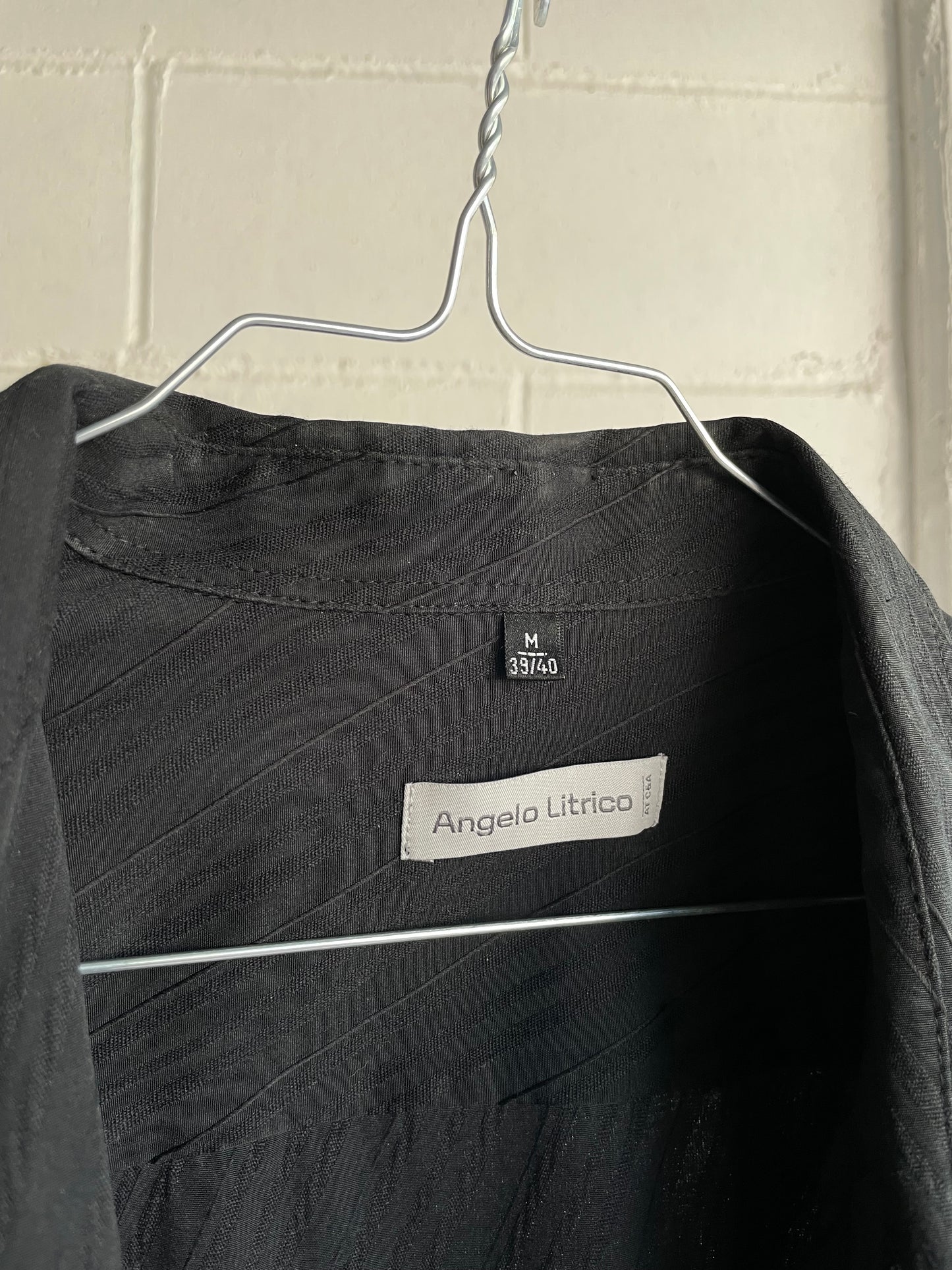 Camicia oversize nera con texture 100% cotone - M uomo