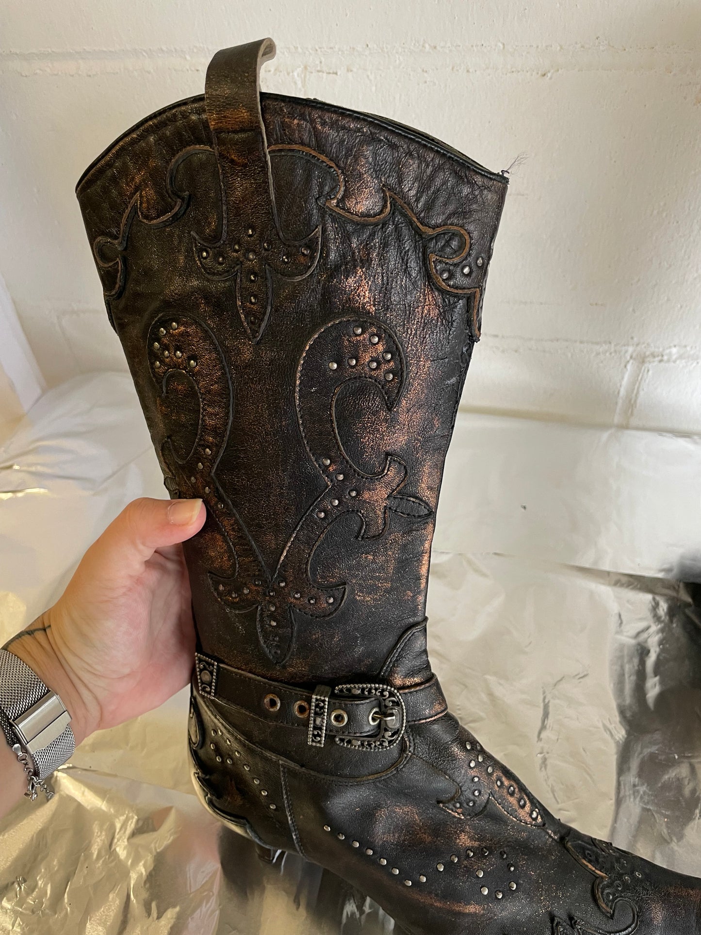 EU 37 - Texano 90s vera pelle a punta tacco basso 4cm