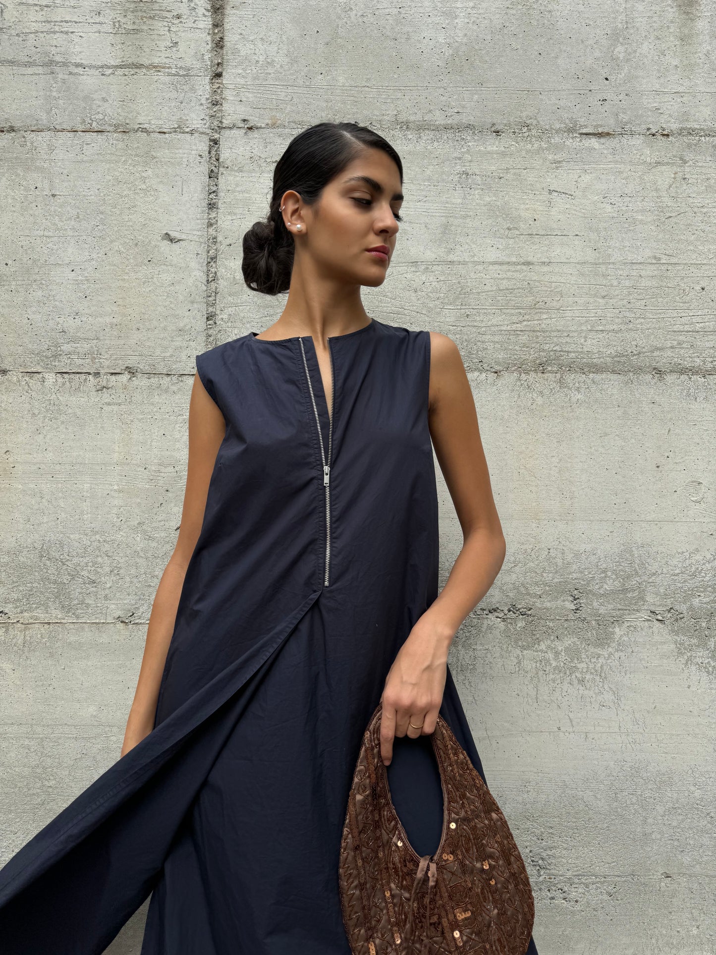 Maxi abito COS in cotone blu notte, taglia M