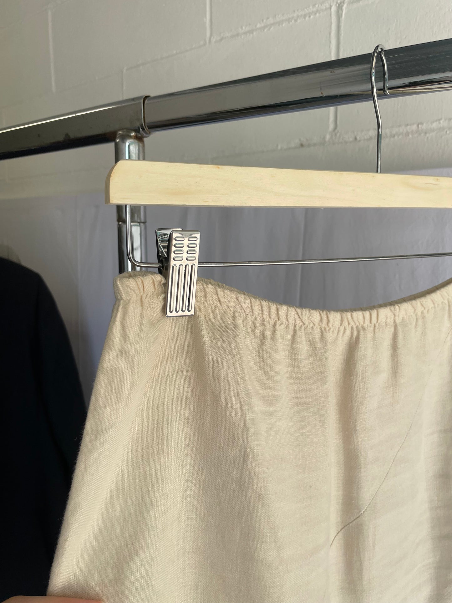 Gonna Y2K midi burro 100% lino, sartoriale Made in Italy, taglia 40it