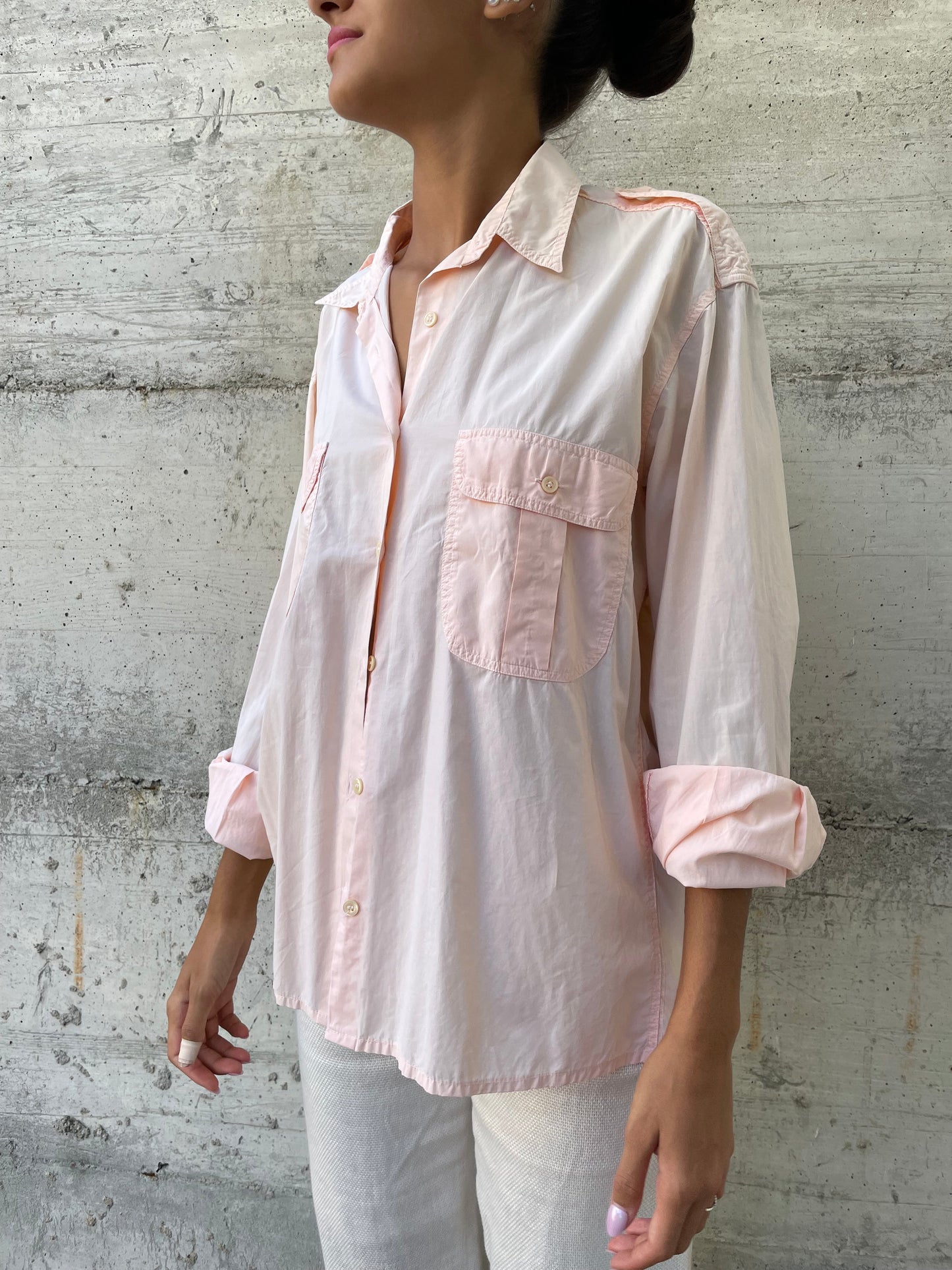 Camicia safari Aspesi in cotone rosa cipria - taglia M