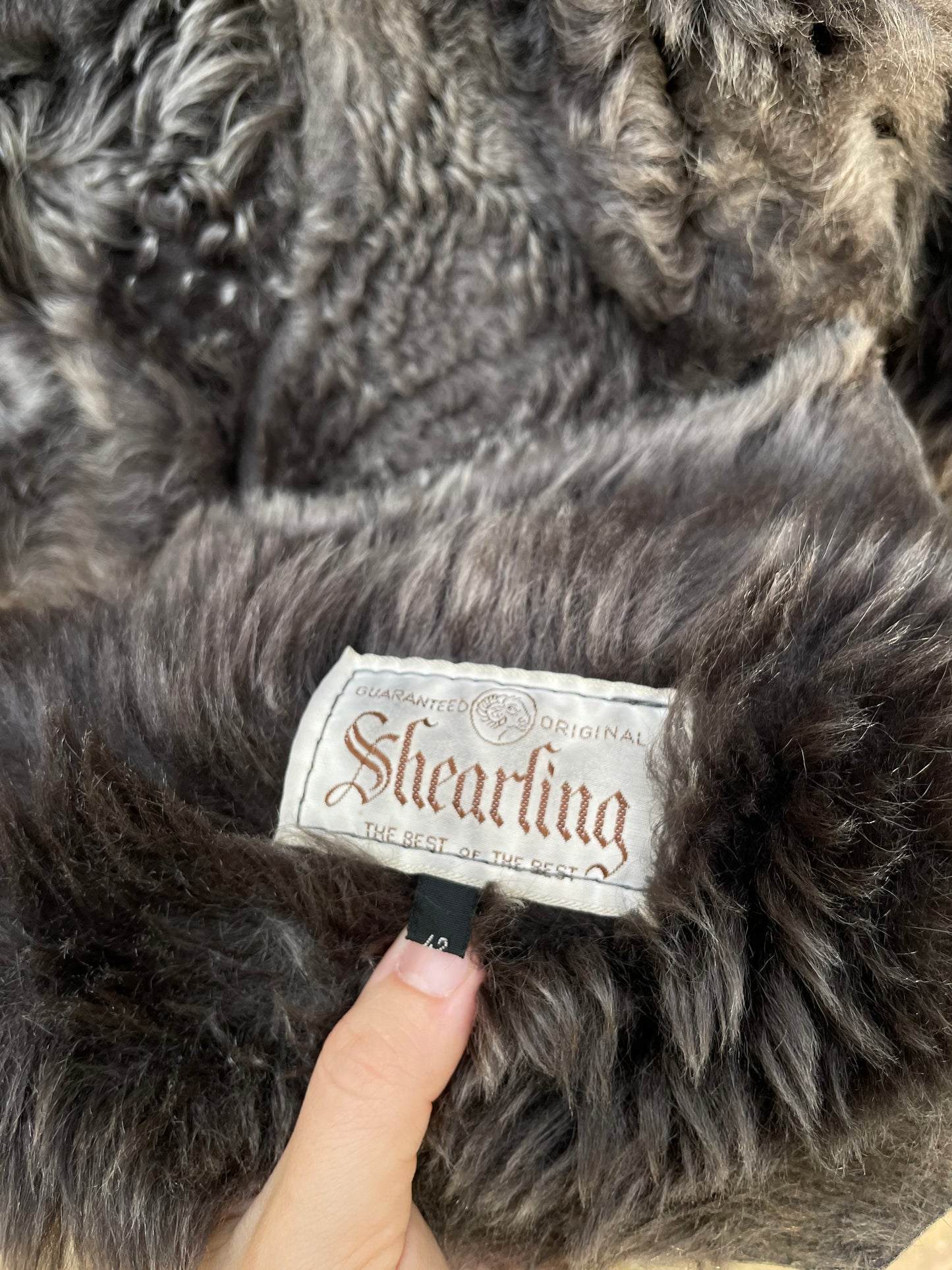 Montone originale Shearling a pelo lungo grigio topo