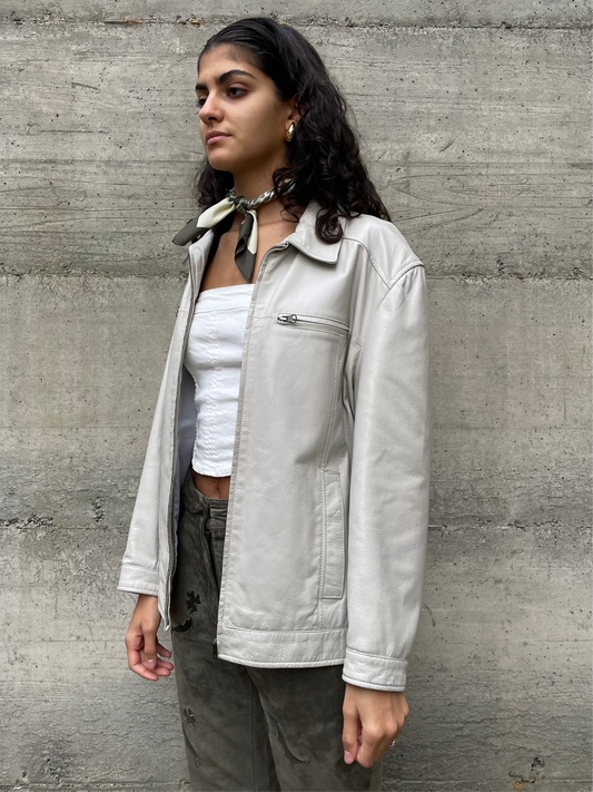 Biker vera pelle color ghiaccio - taglia M uomo