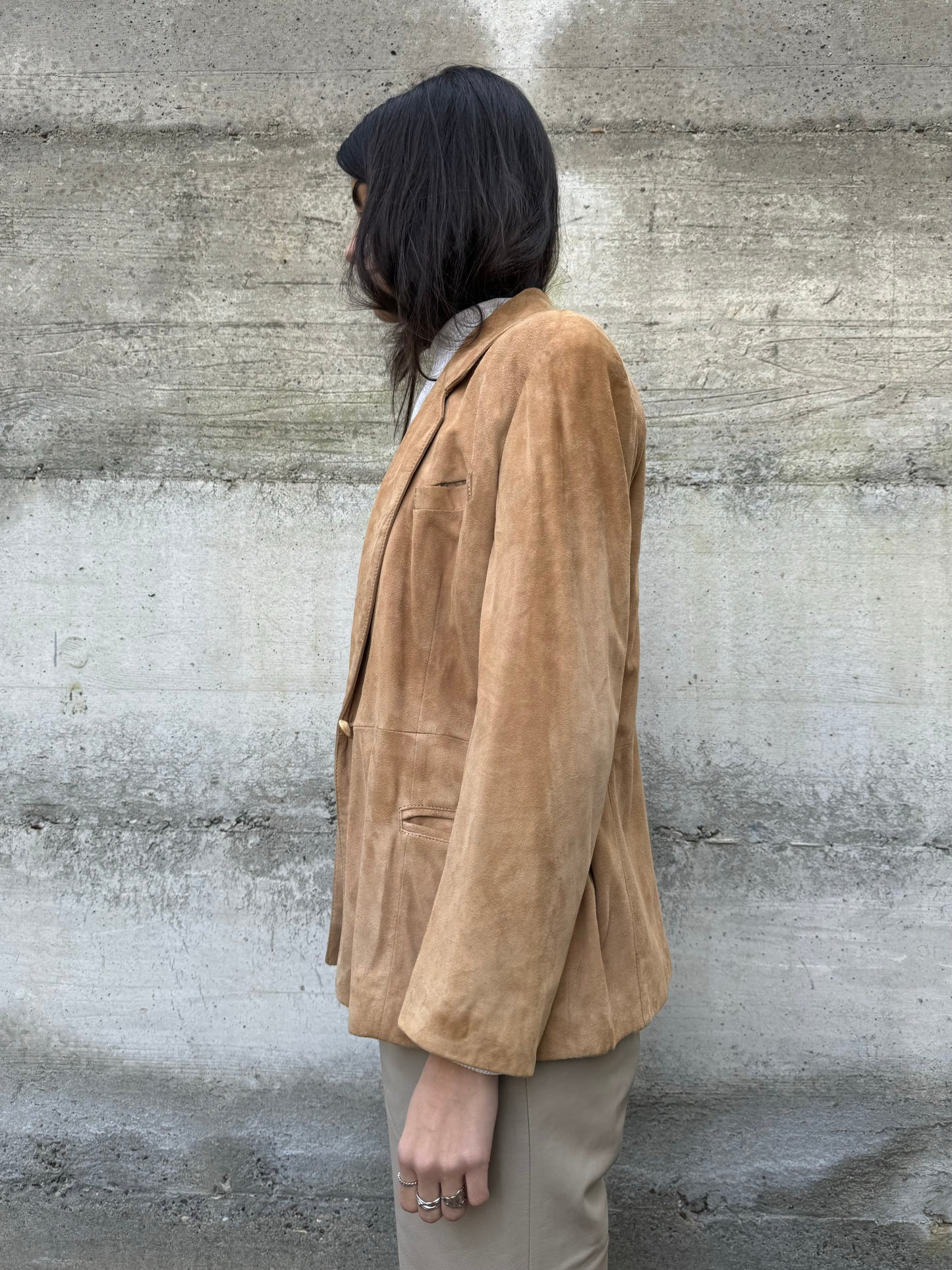 Blazer donna monopetto in renna color biscotto