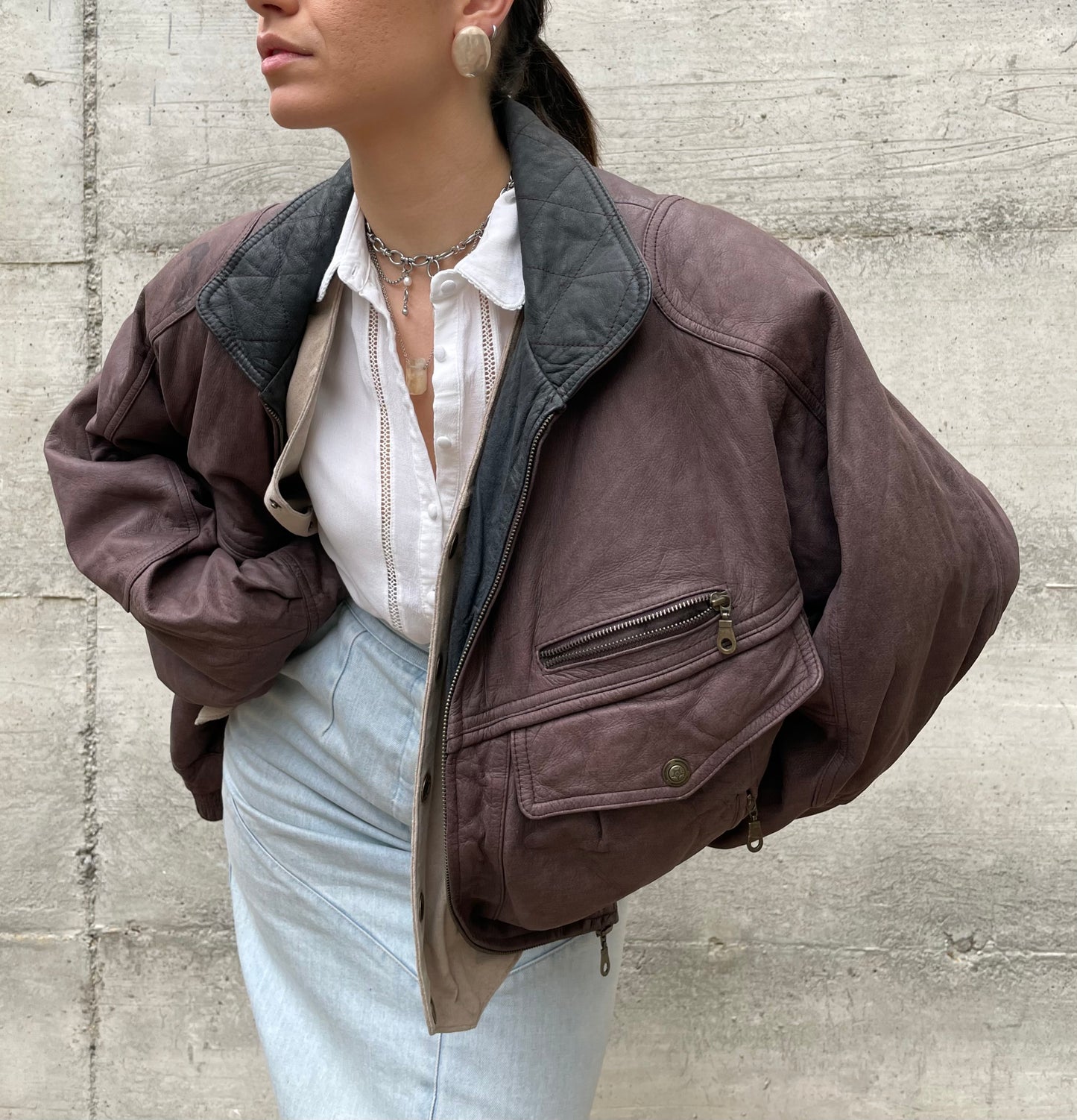 Bomber vinaccia vera pelle - L uomo