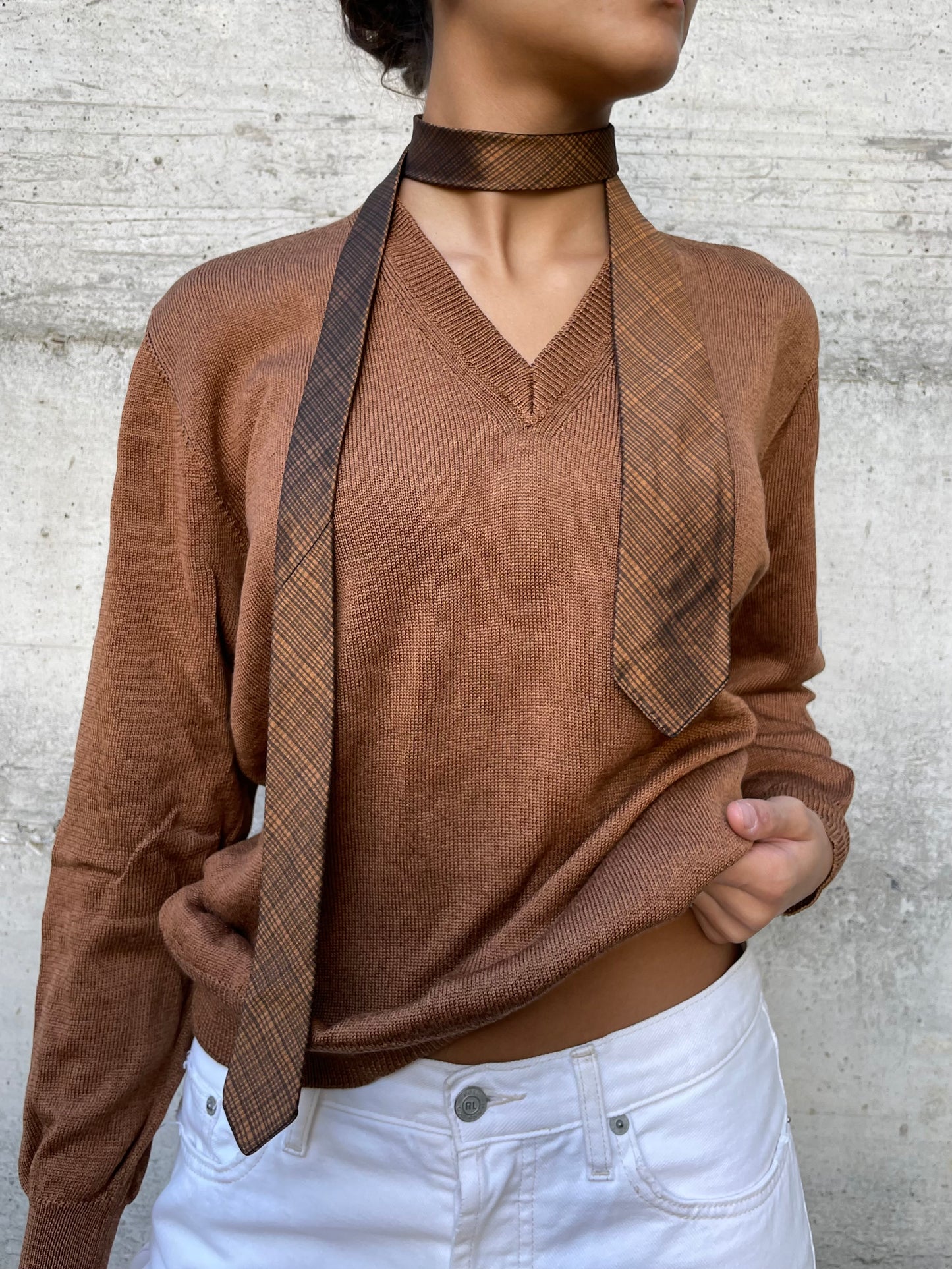 Maglioncino sartoriale 100% cotone scollo a V - taglia M