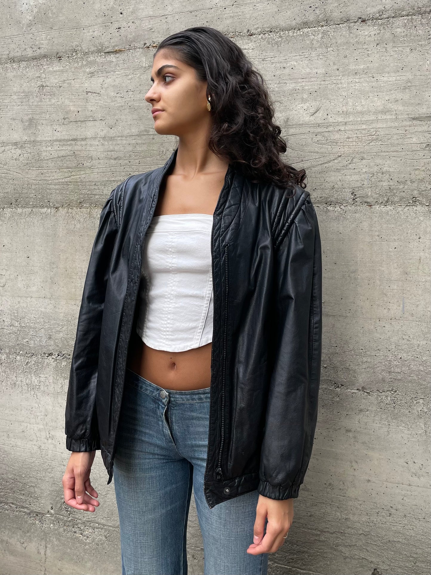 Bomber in vera pelle nero - taglia M